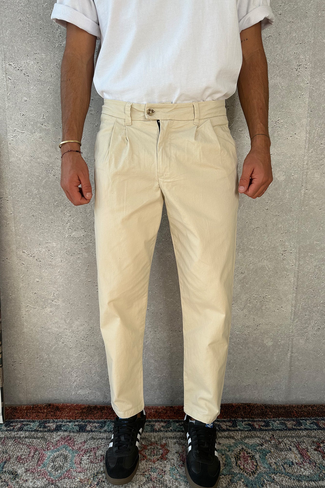 NTH Cropped Pleat Pant Ivory