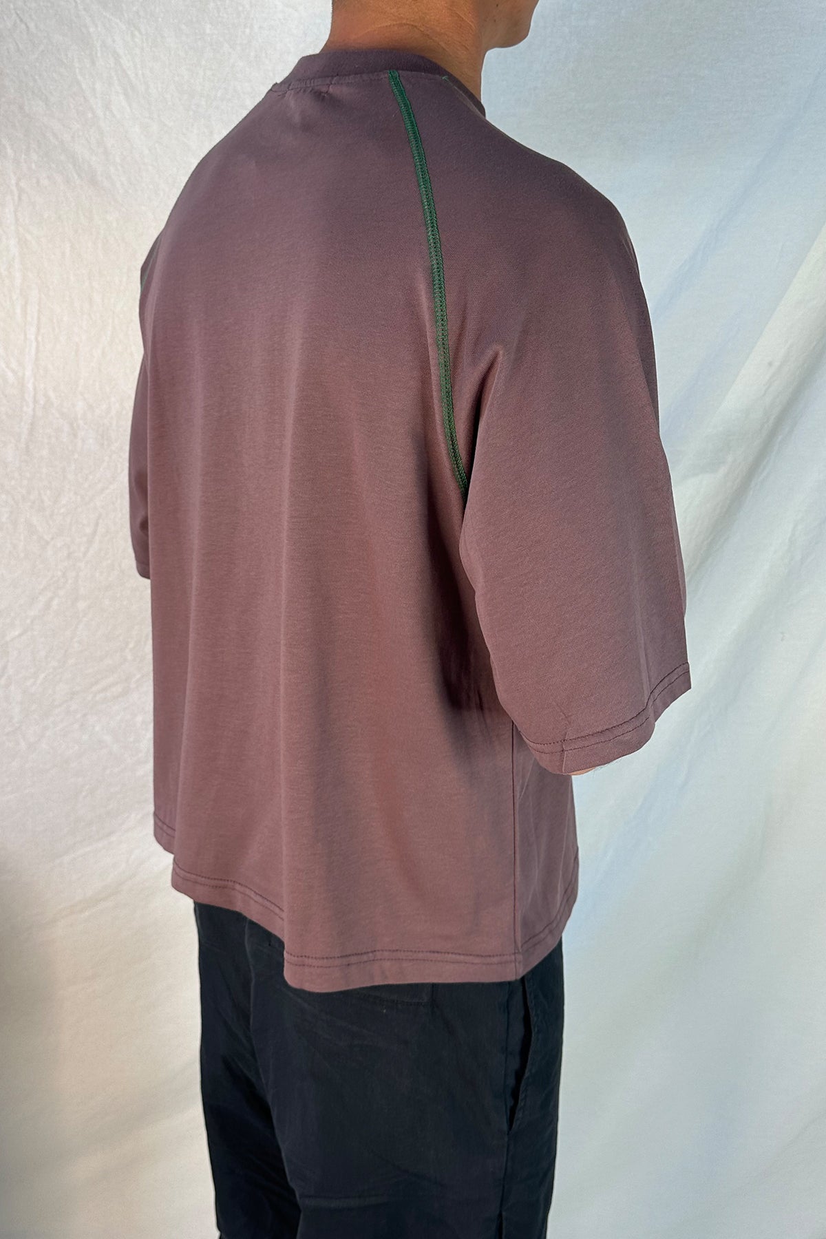 Contrast Stitch Raglan Tee Choc