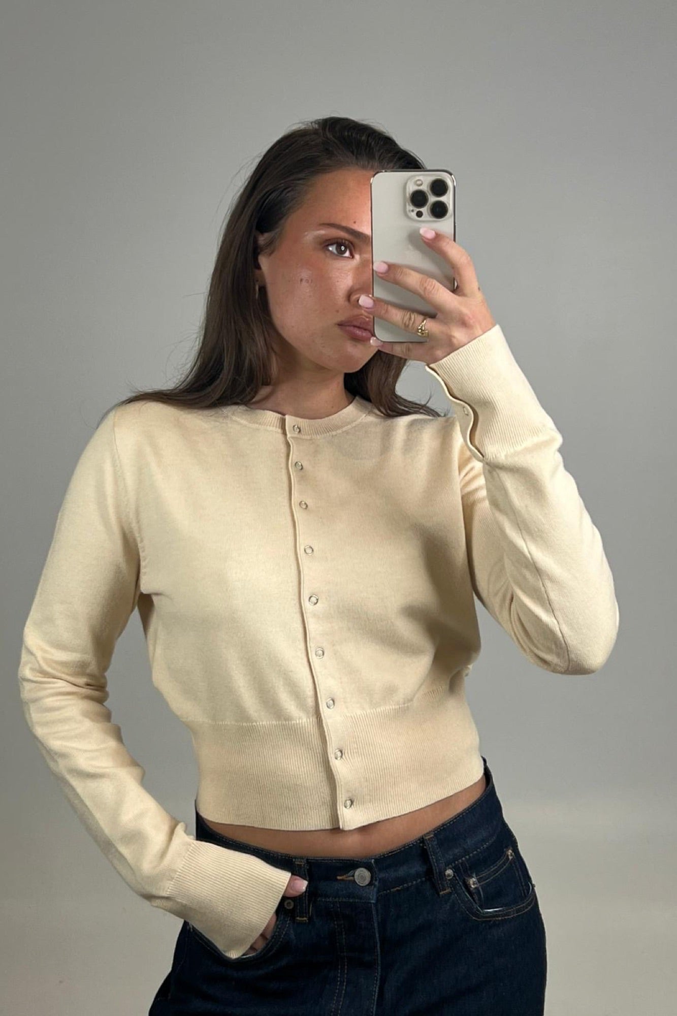 Romilly Cashmere Cardigan in Cashew main image 1