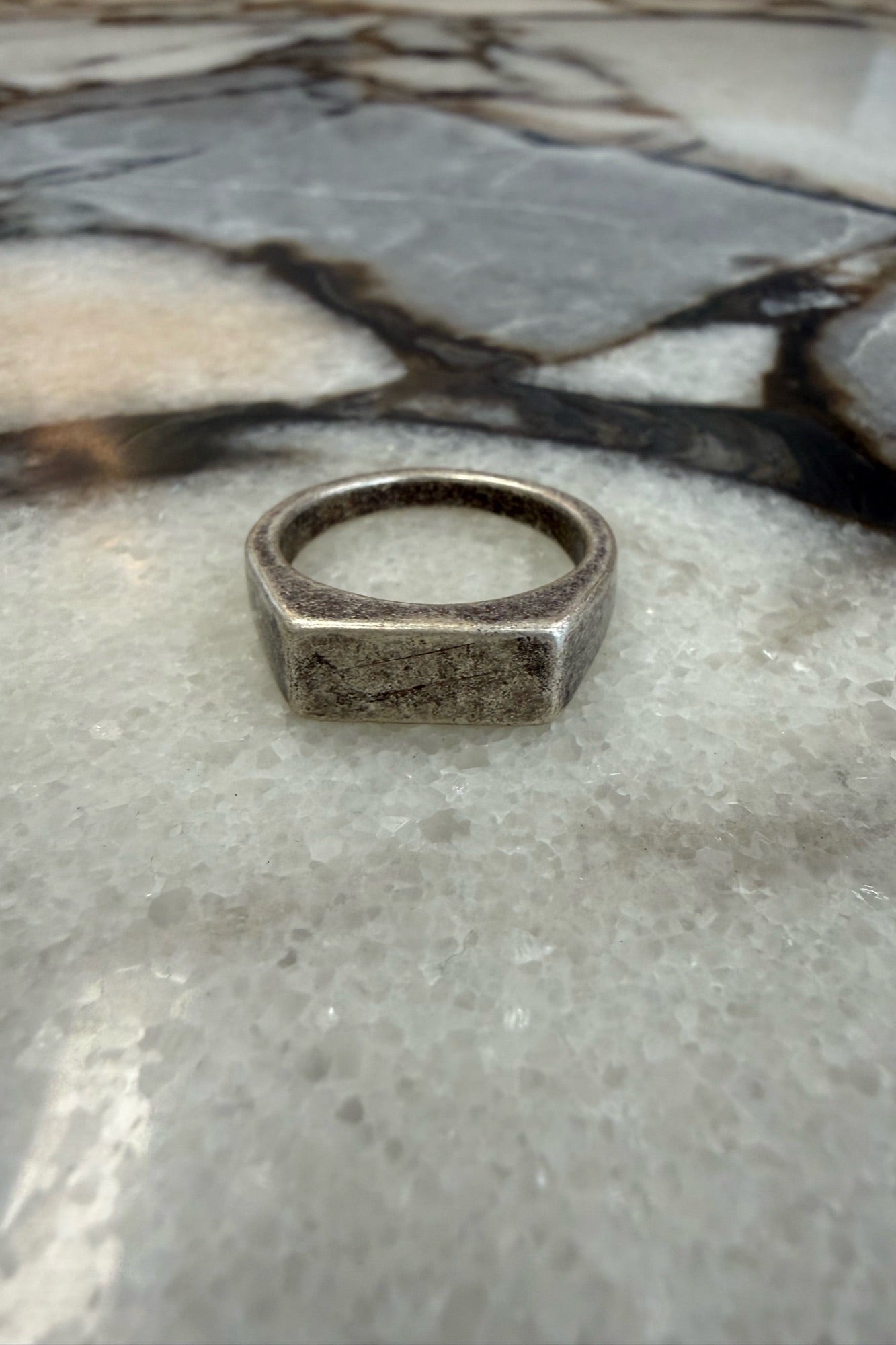Distressed Signet Ring Antique Silver