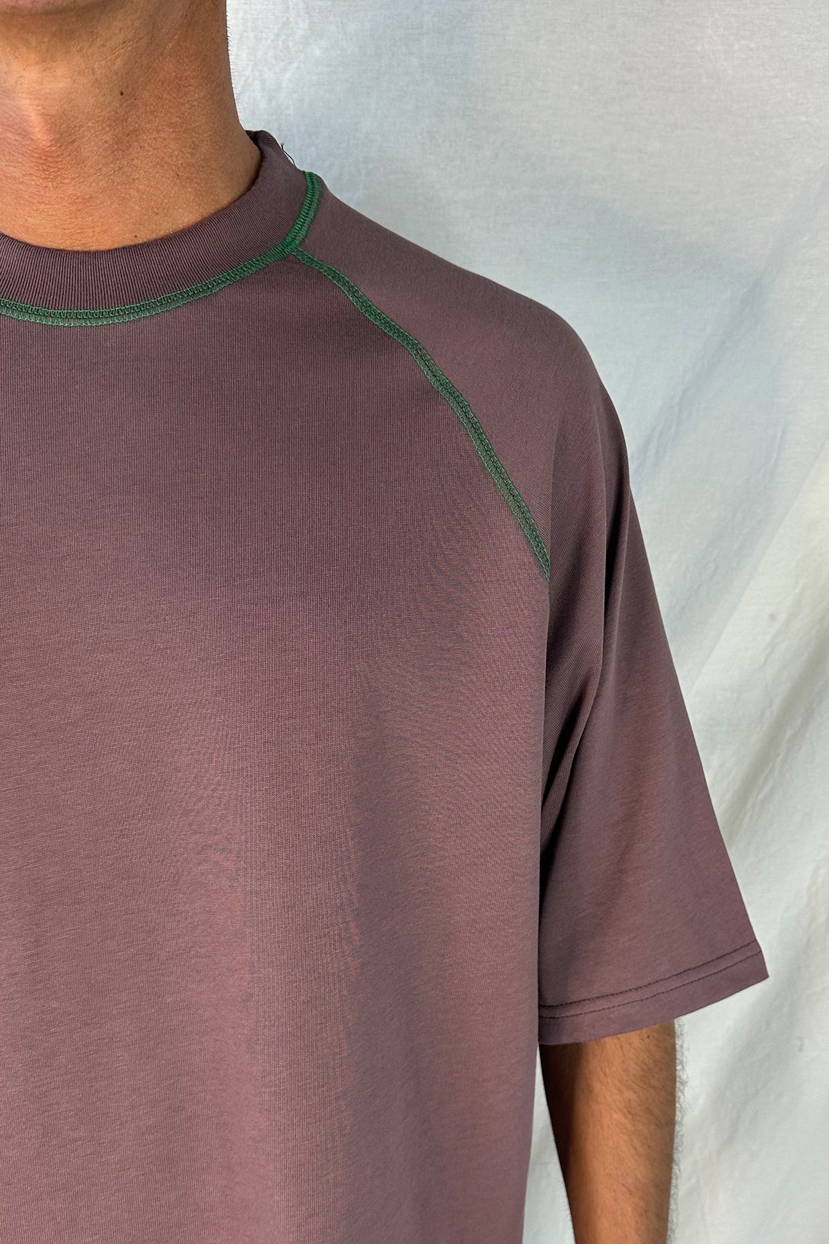 Contrast Stitch Raglan Tee Choc