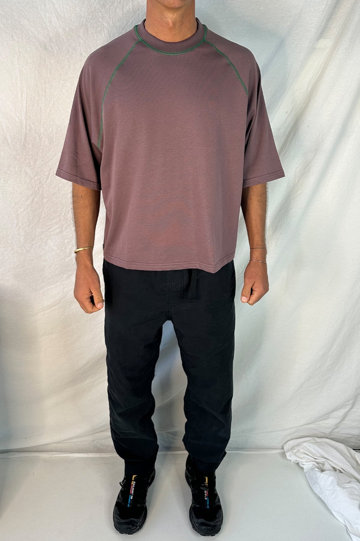 Contrast Stitch Raglan Tee Choc