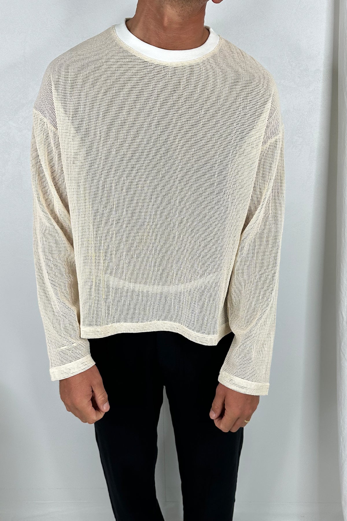 River Hollow Out Long Sleeve Ivory - FINAL SALE