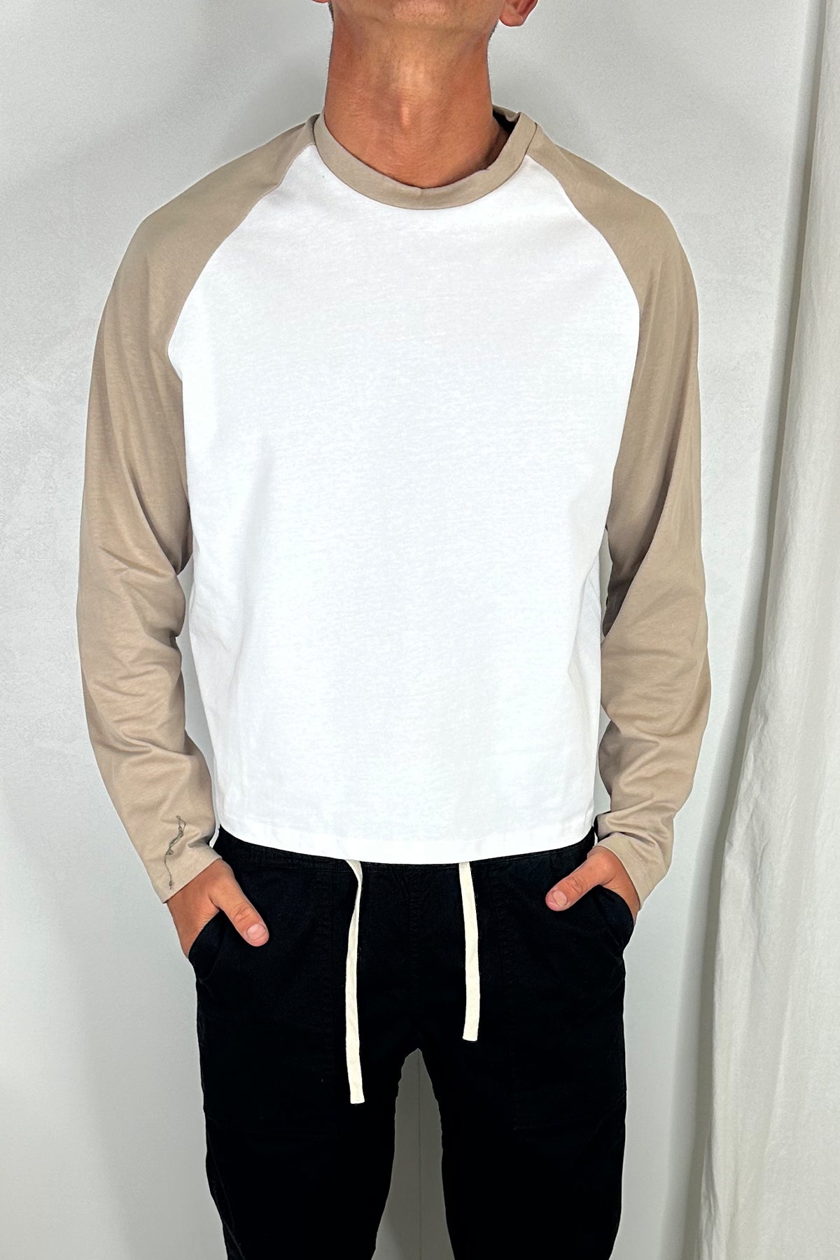 Crop Box Raglan Long Sleeve Light Khaki - FINAL SALE