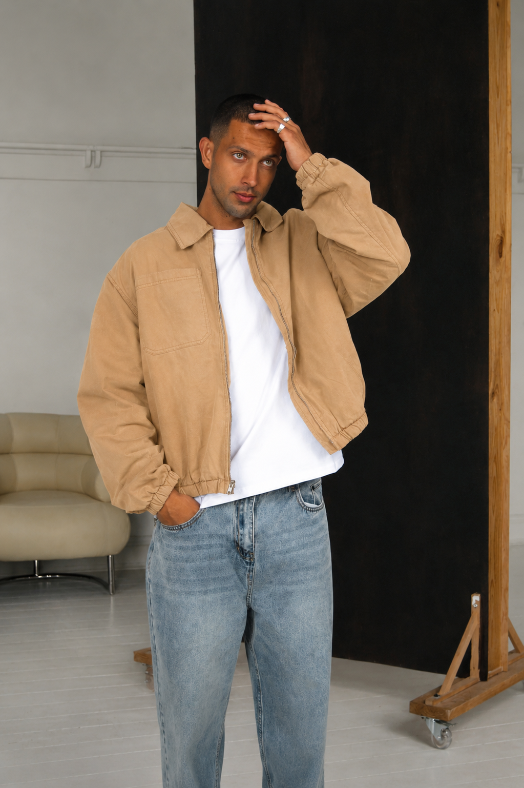 Charlie Soft Cotton Bomber Sand