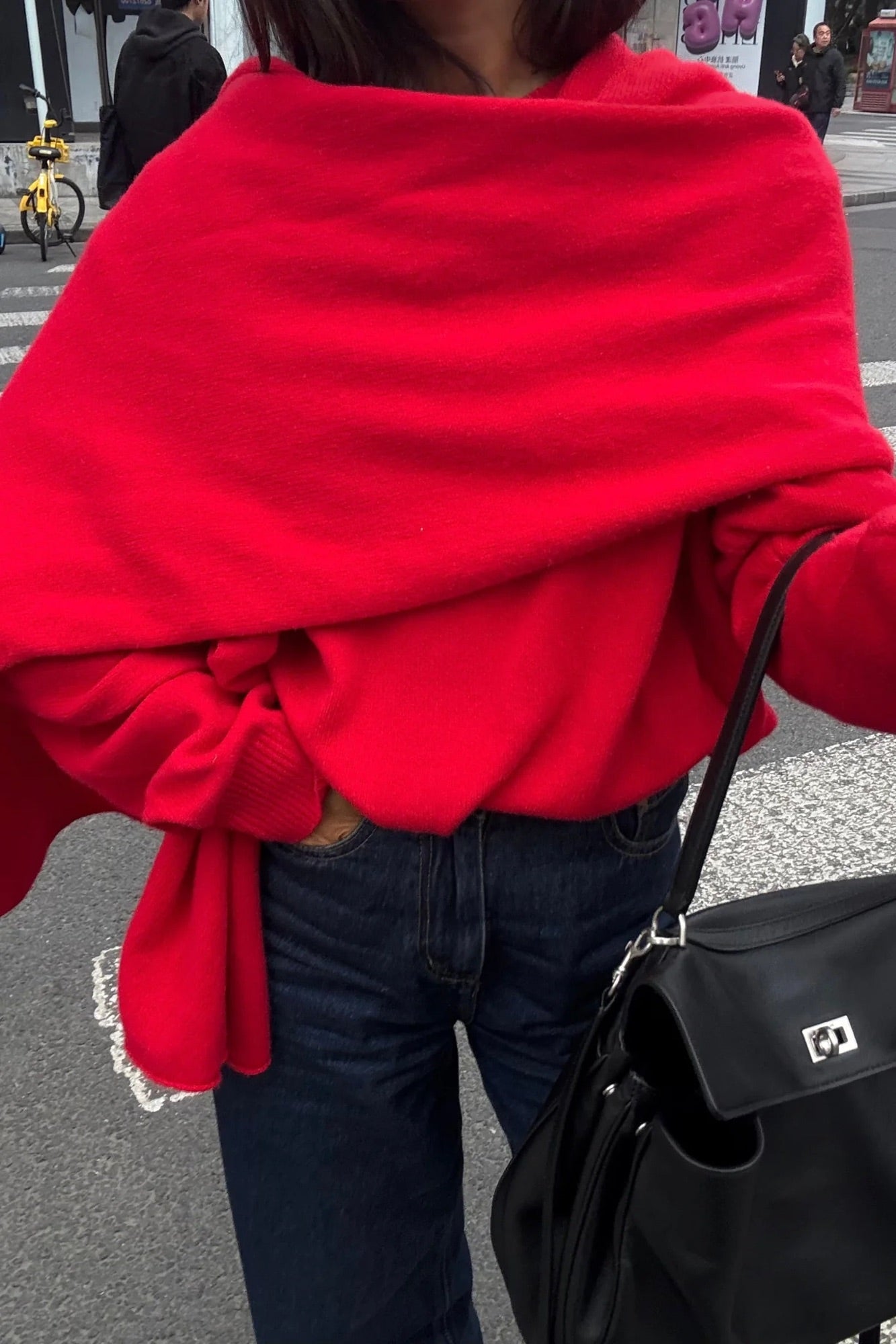 Billie V Neck Sweater Cherry Red