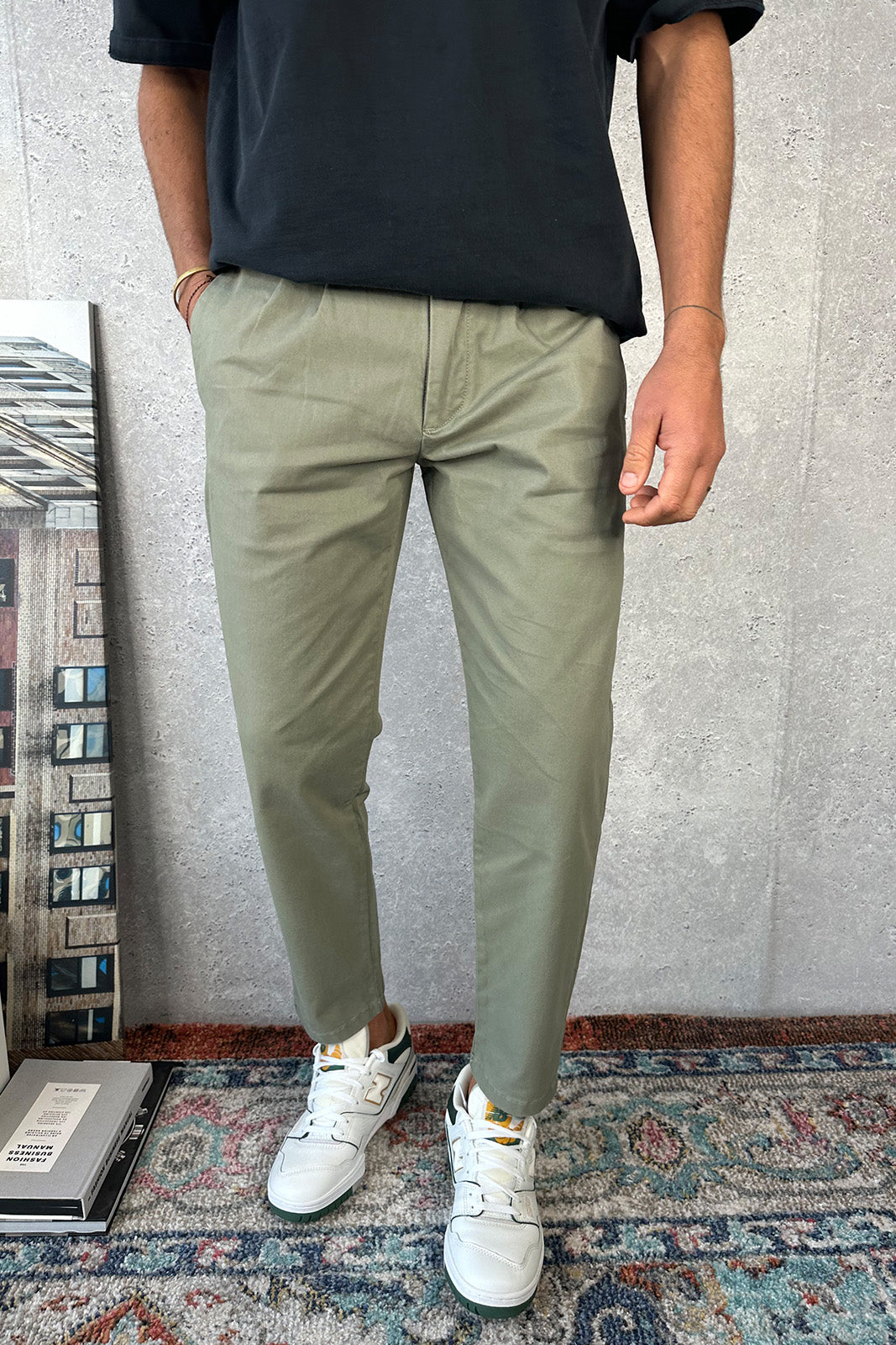 NTH Cropped Pleat Pant Khaki