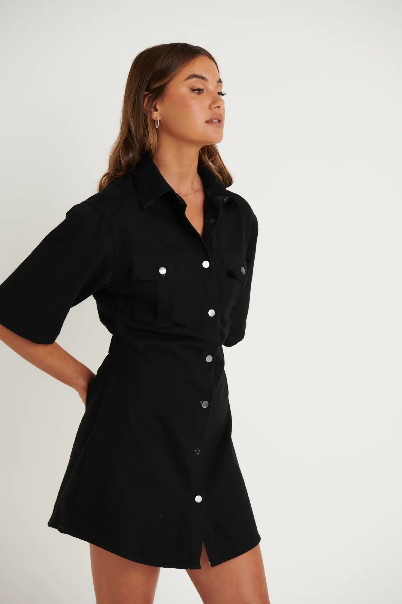 Kaneisha Denim Dress Black