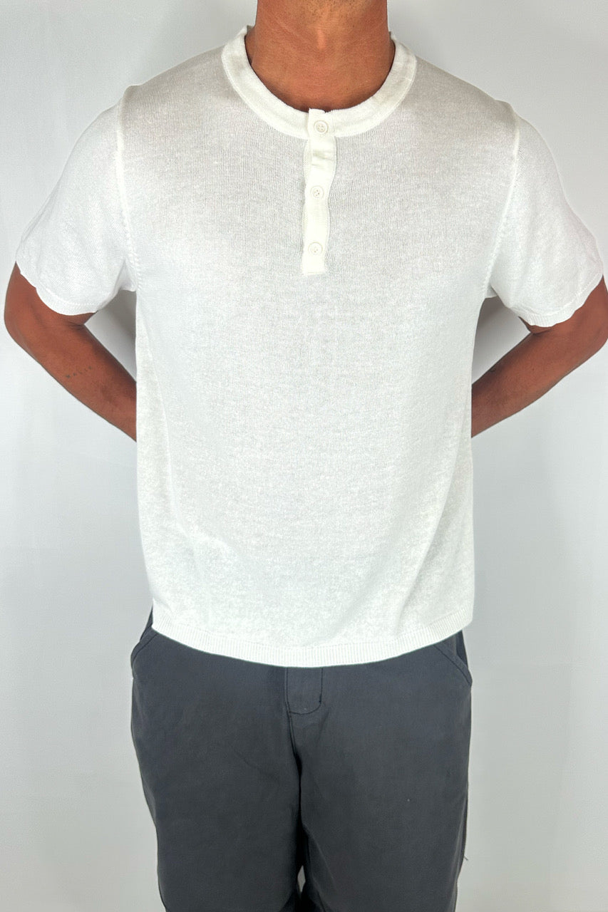 Knitted Henley Tee White