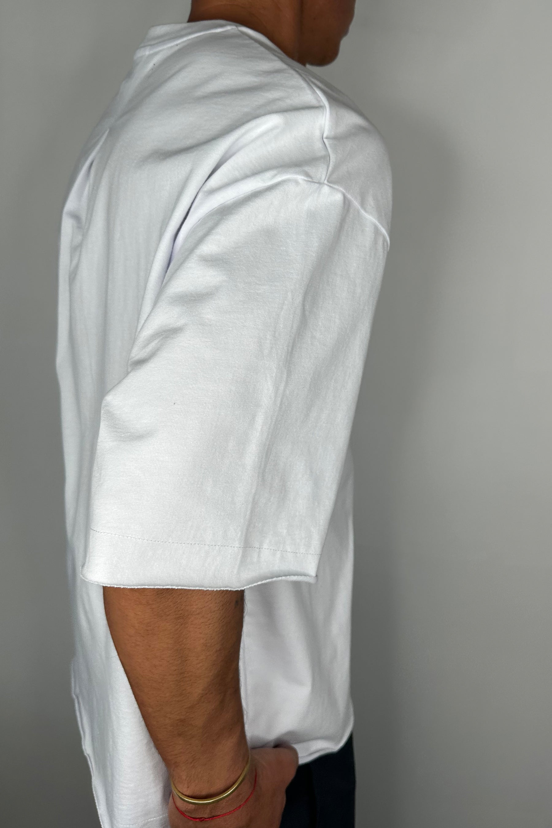 Raw Hem Crew Neck Tee White