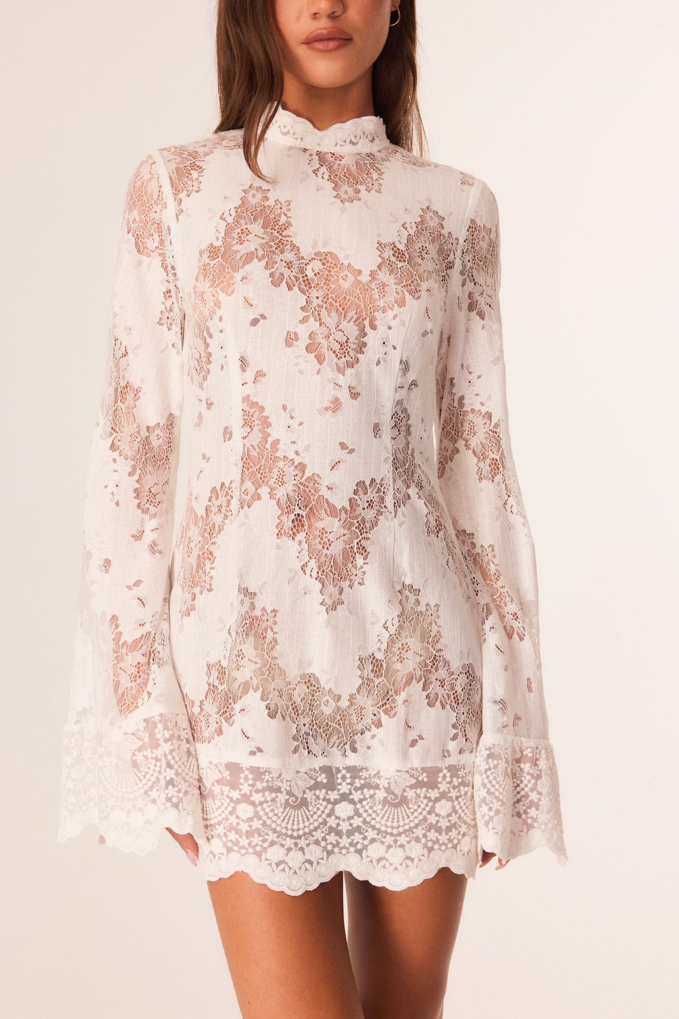 Astra Lace Mini Dress White