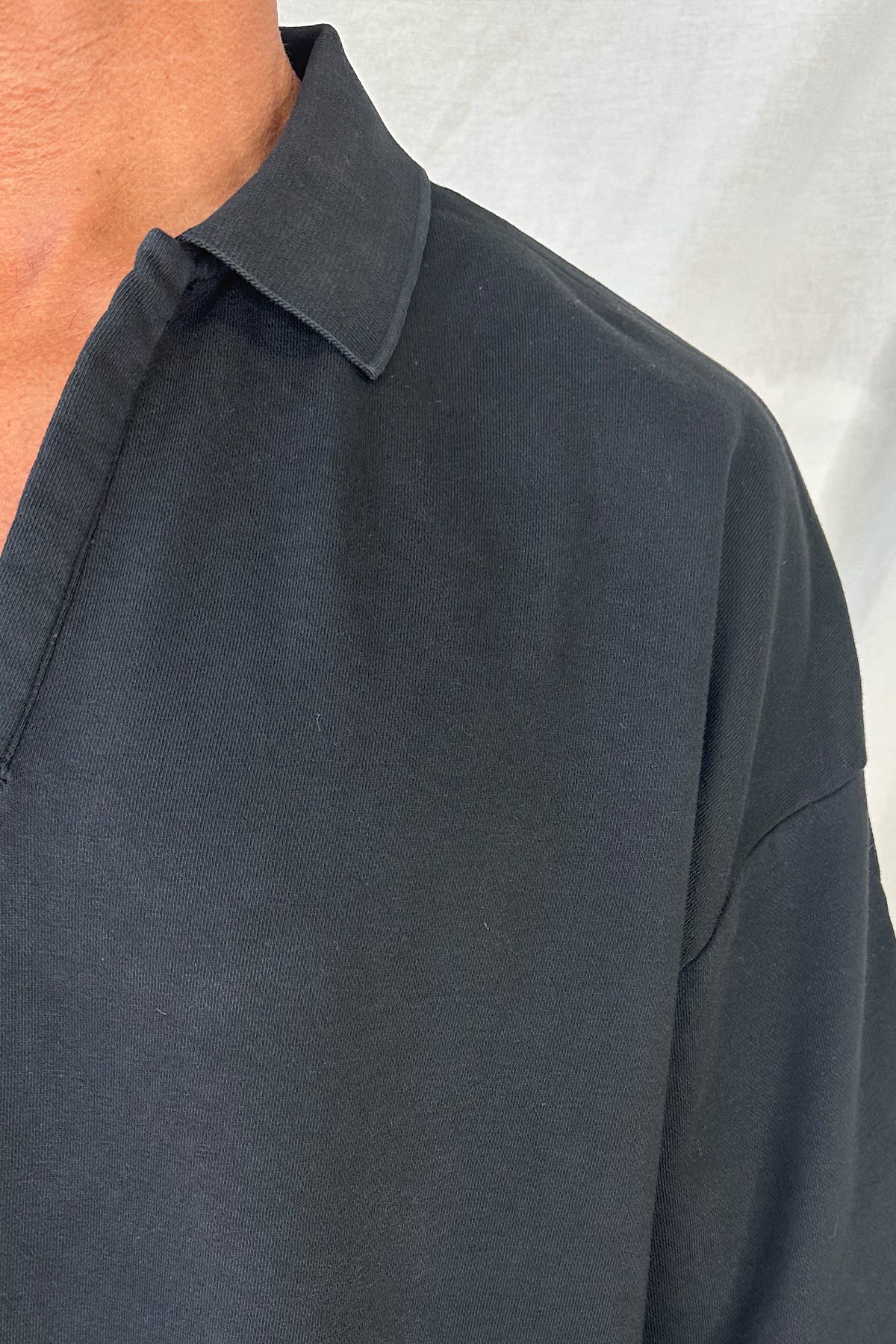 Jersey Crop Polo Black