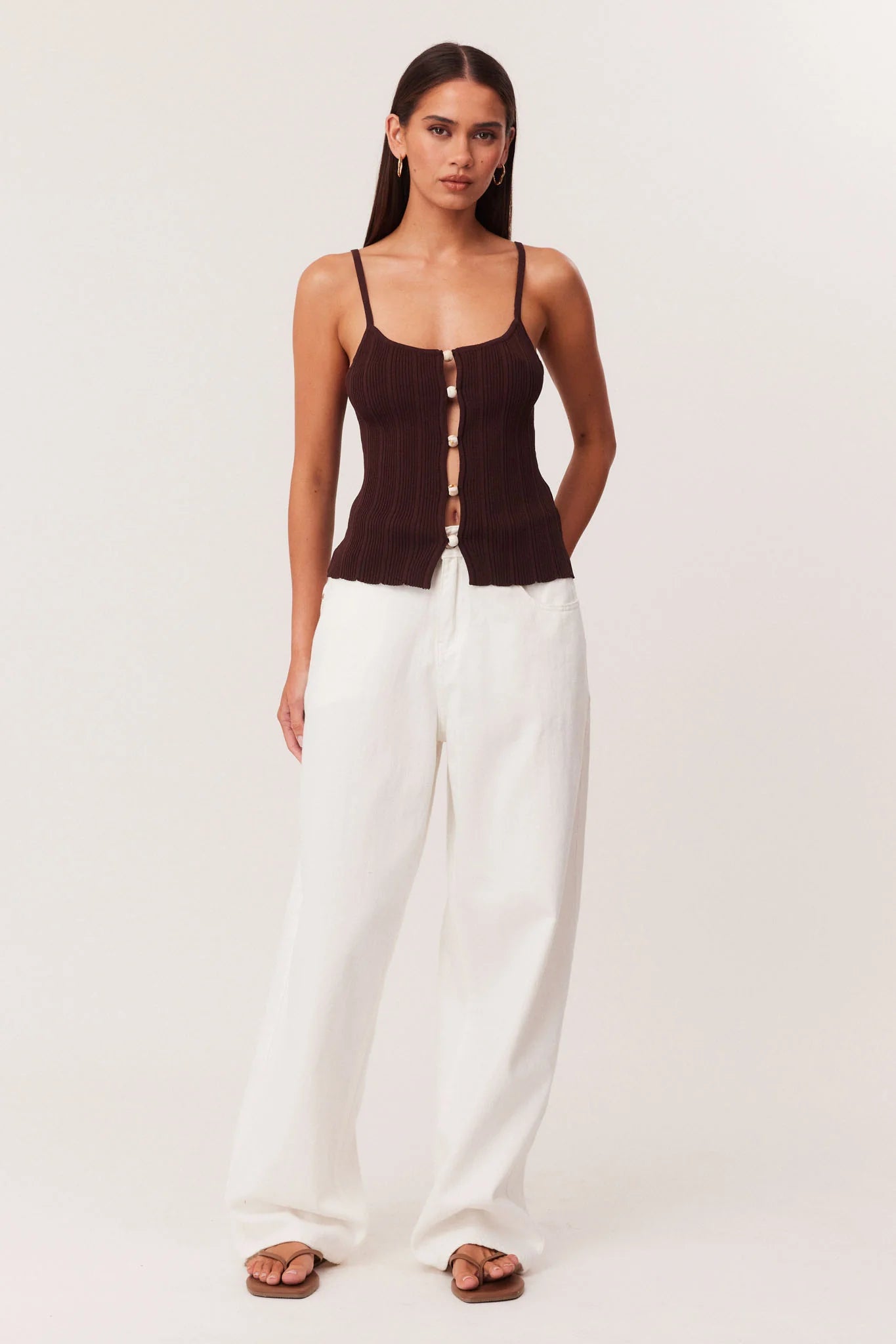 Odessa Knit Tank Top Chocolate