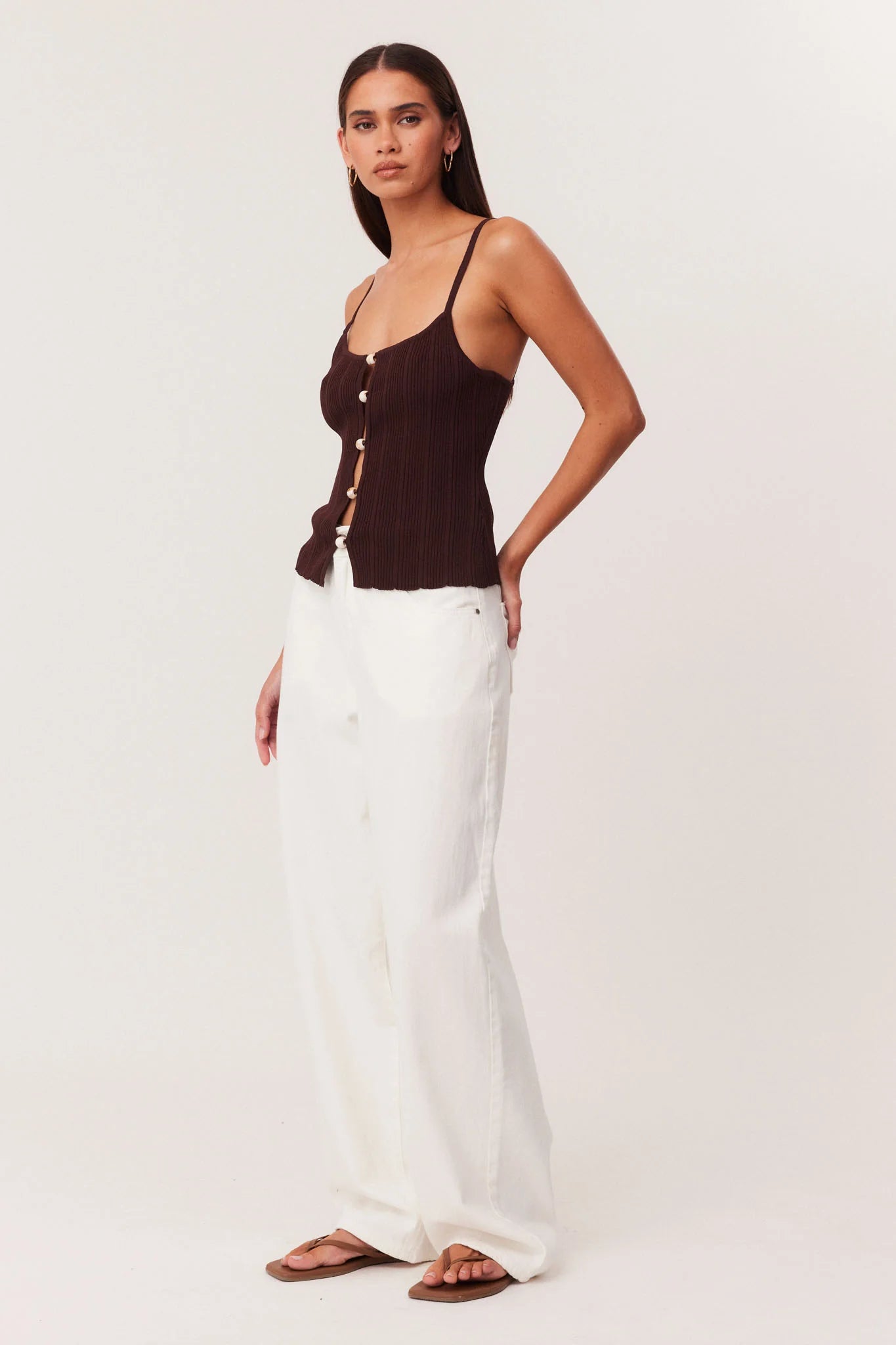 Odessa Knit Tank Top Chocolate