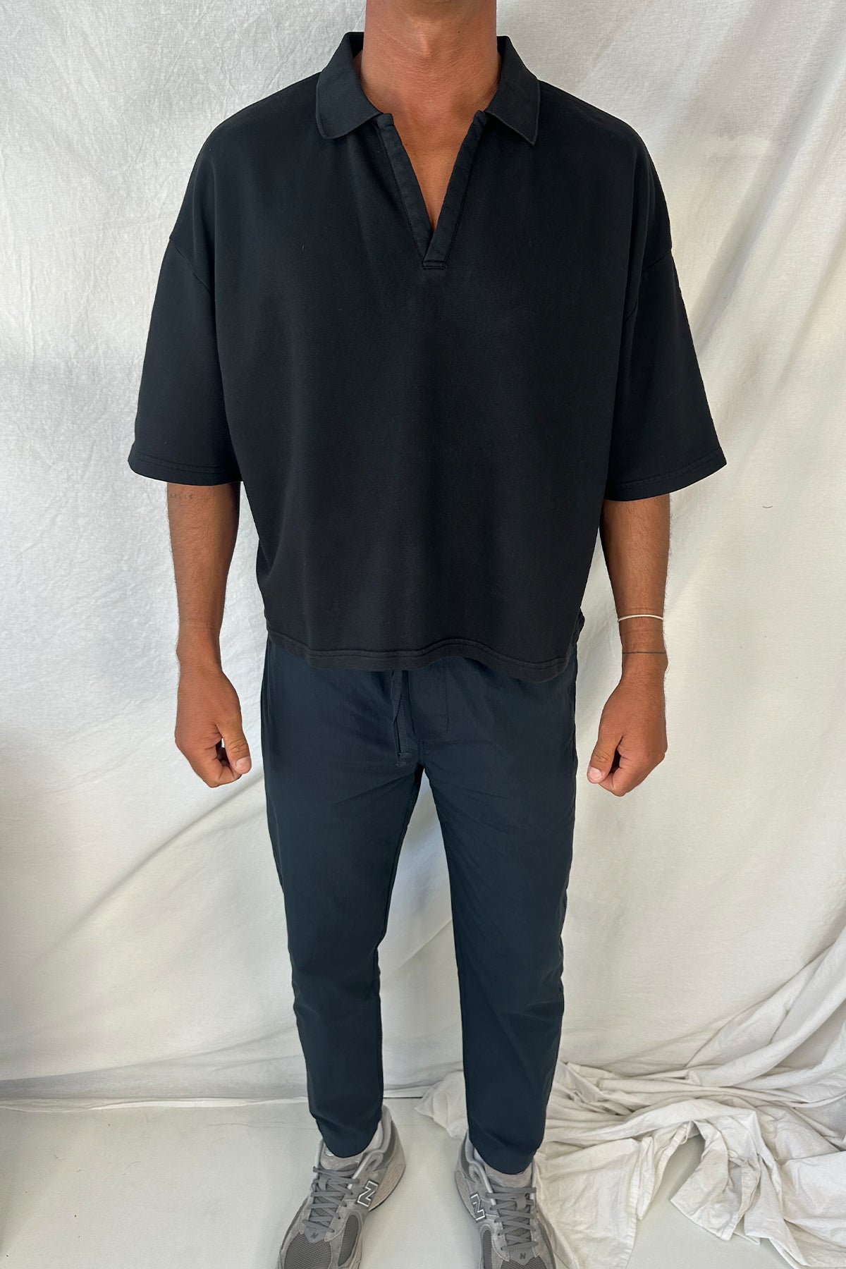 Jersey Crop Polo Black