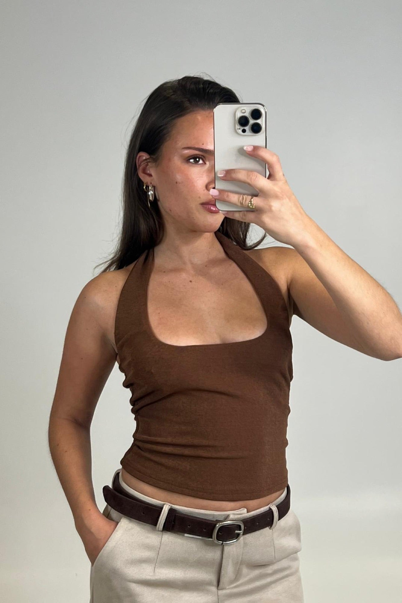 Katya Halterneck Top Mocha