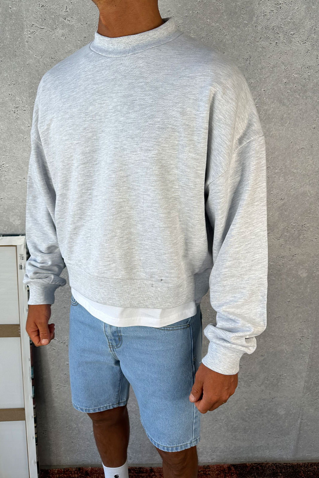 Baxter Crop Box Sweater Heather Grey
