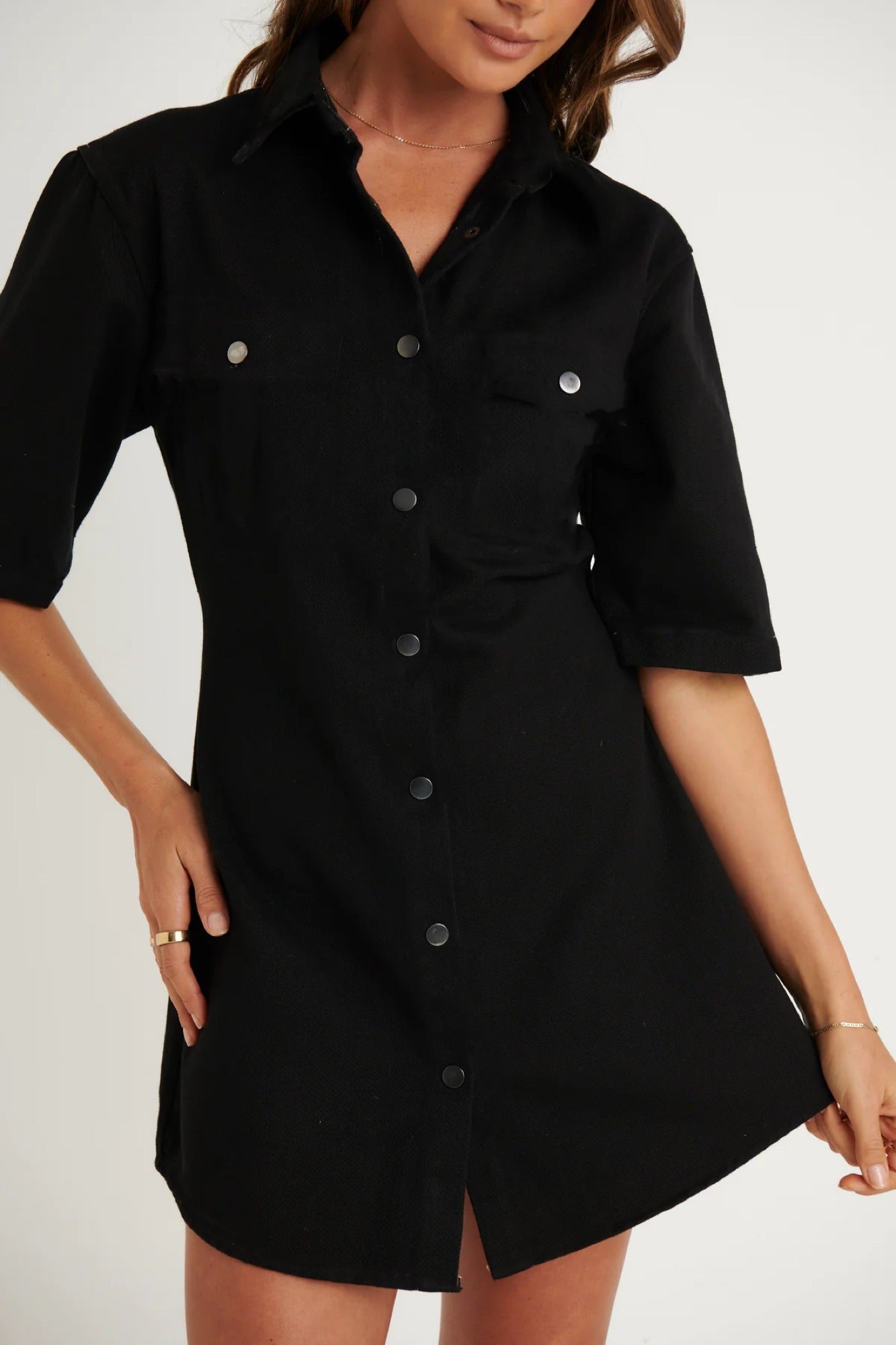 Kaneisha Denim Dress Black