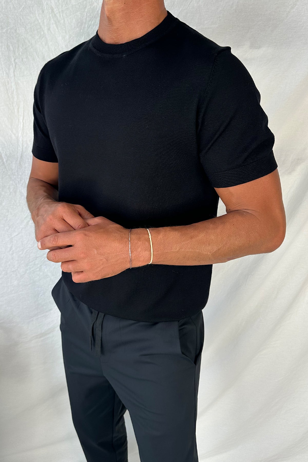 Nigel Fitted Knitted Tee Black