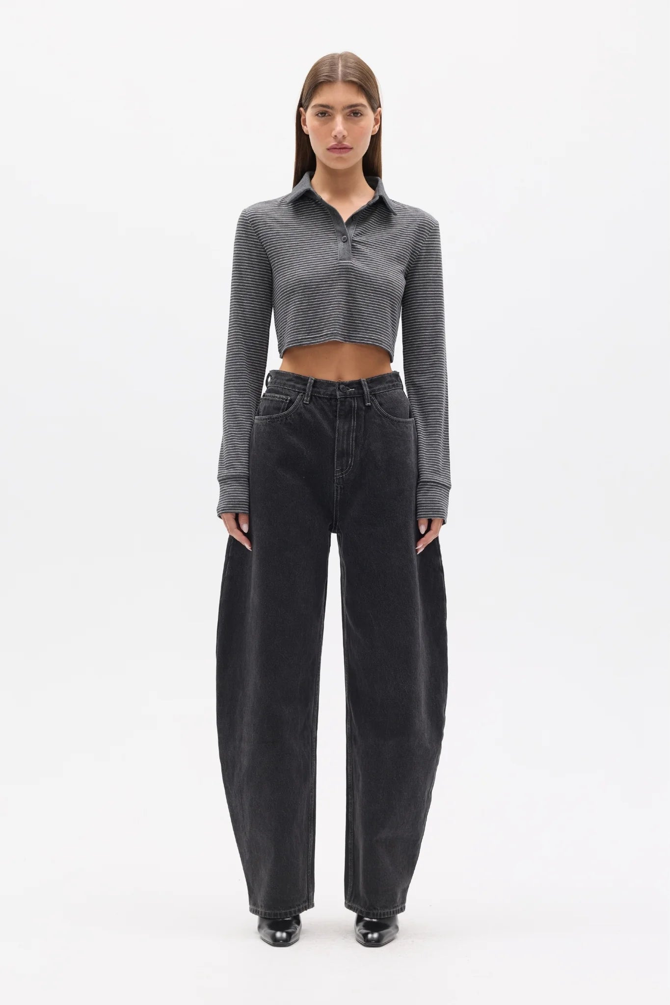 Seren Top Grey Stripe