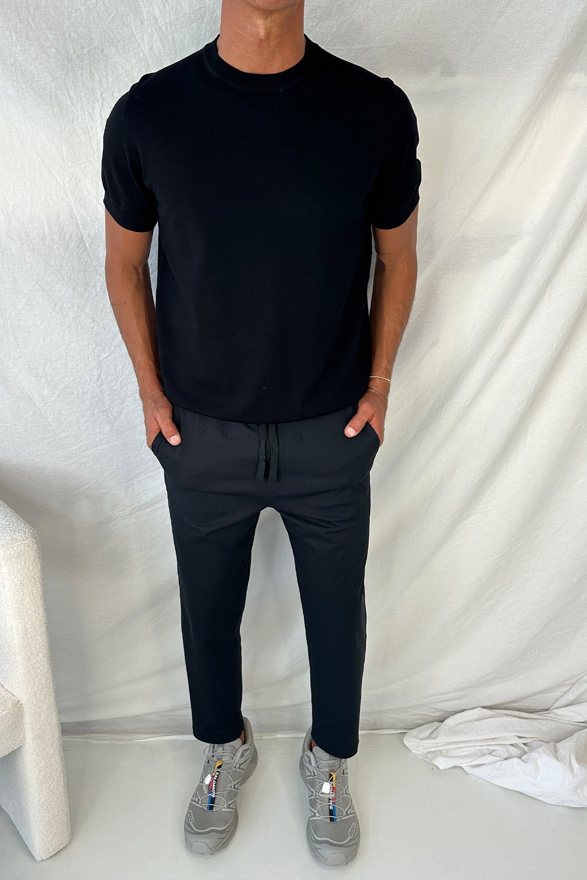 Nigel Fitted Knitted Tee Black