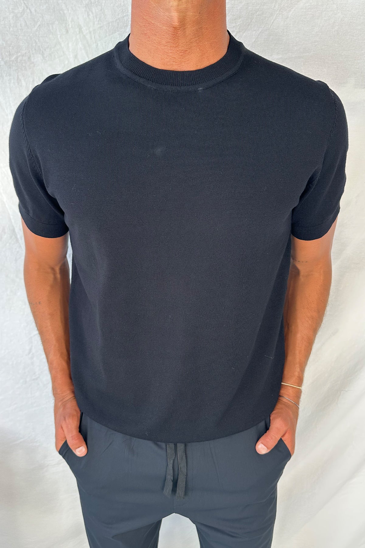 Nigel Fitted Knitted Tee Black