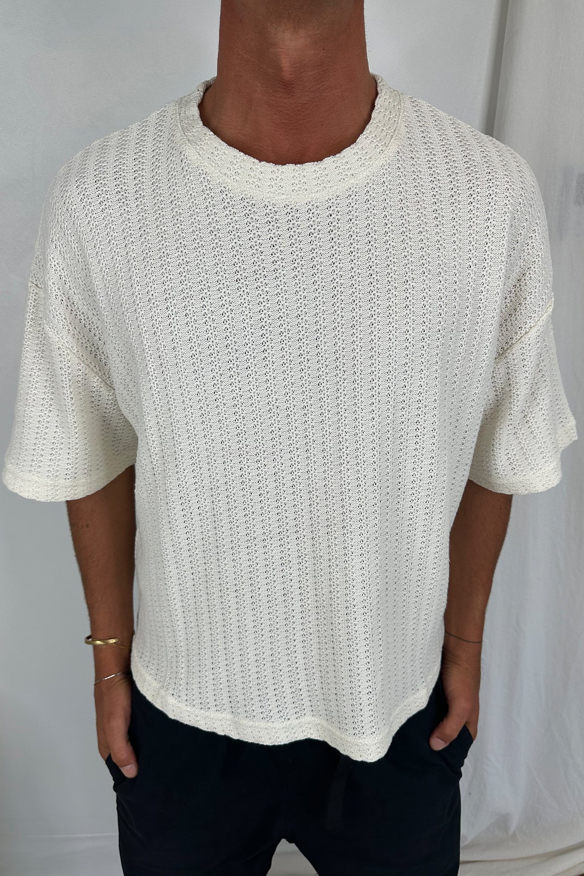 Vinnie Two Thread Stitch Tee White