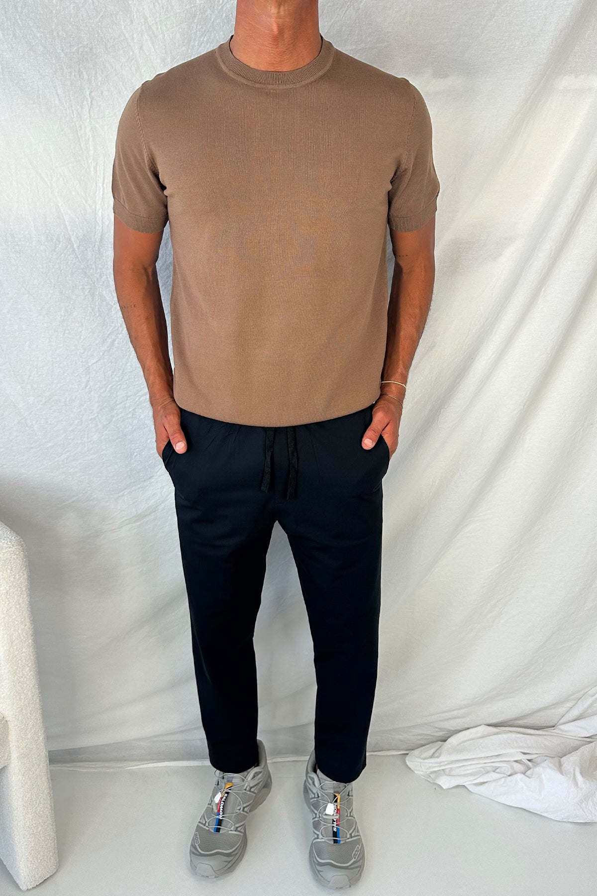 Nigel Fitted Knitted Tee Choc