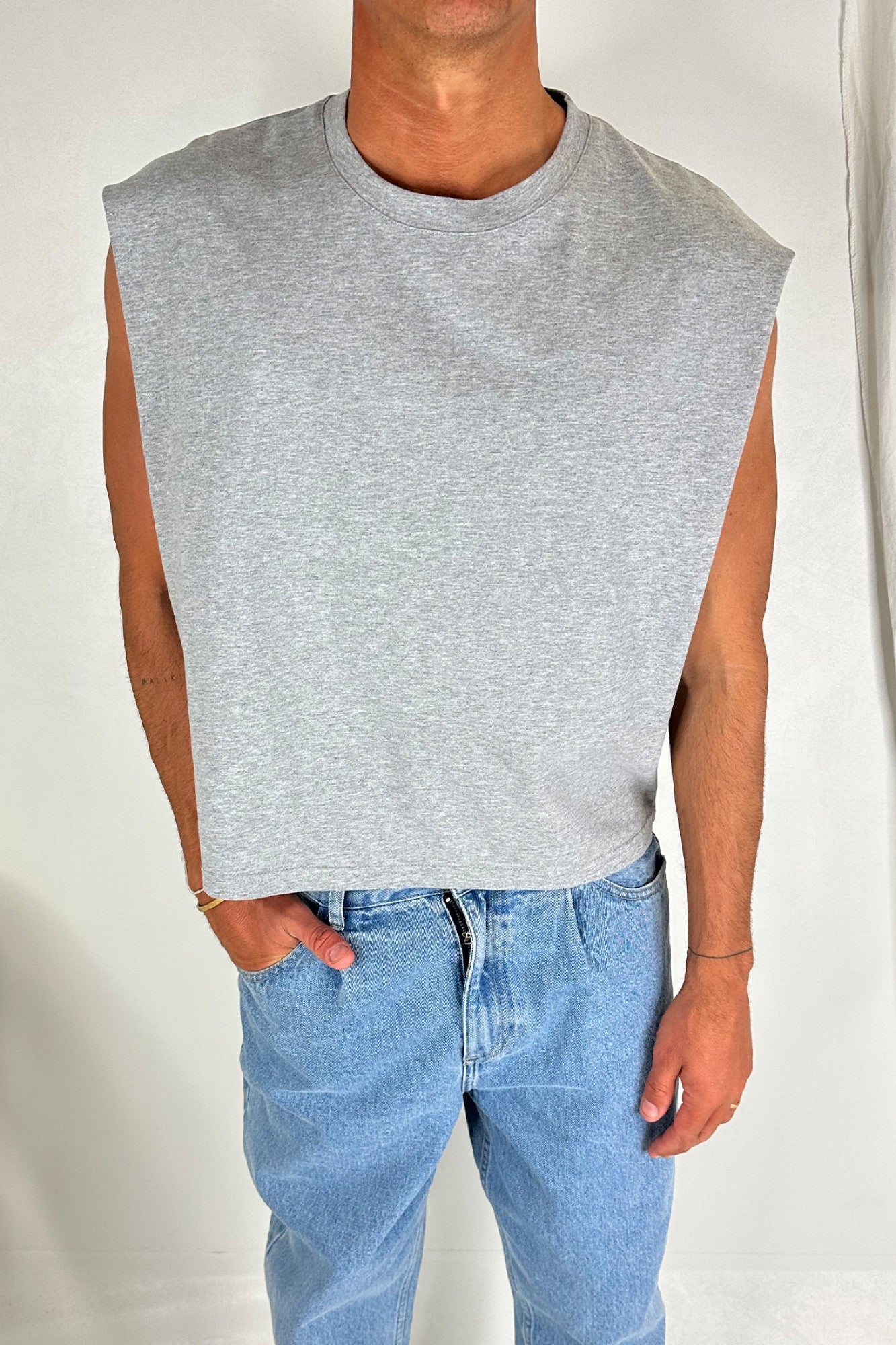 NTH Crop Box Tank Grey