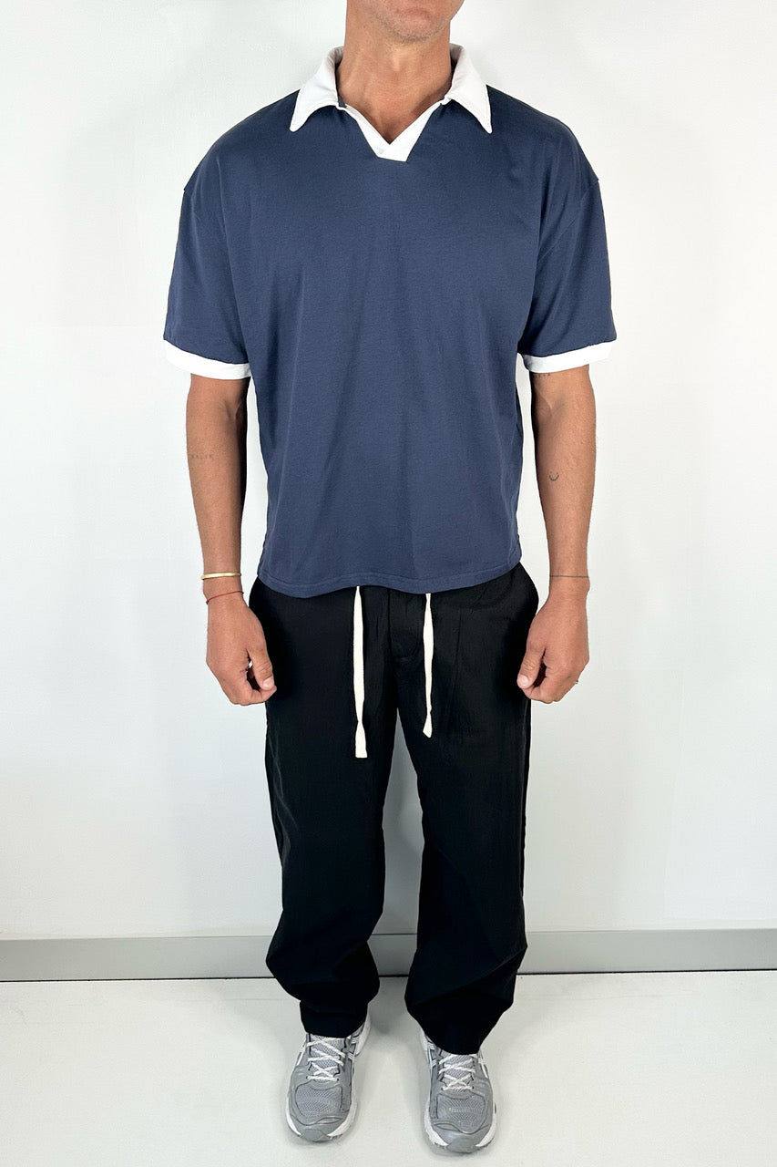 Two Tone Polo Navy
