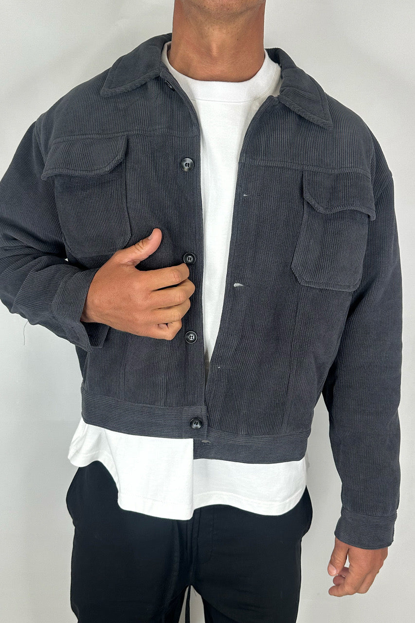 Levi Soft Cord Jacket Dark Grey