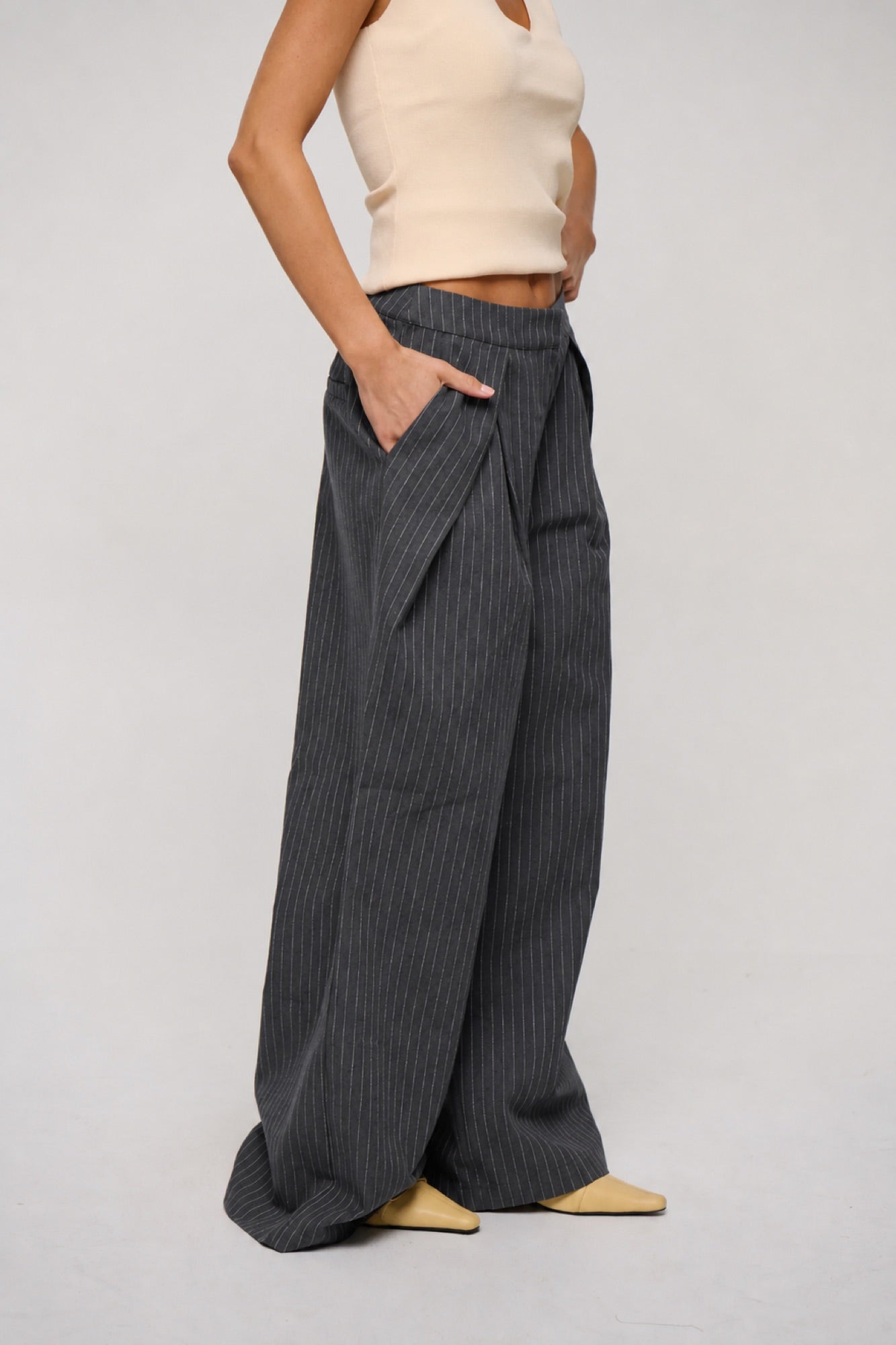 Josie Pinstripe Pant Charcoal