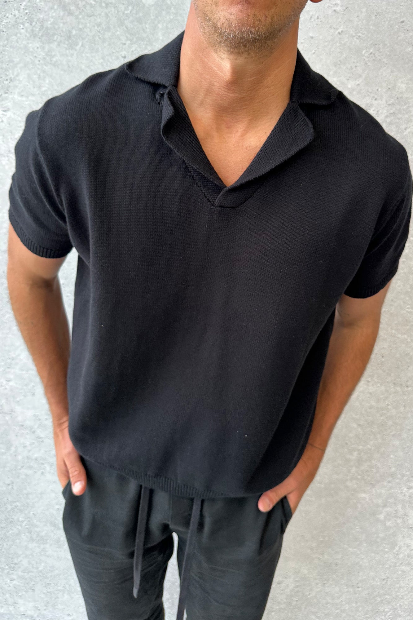 Brody Knit Polo Black