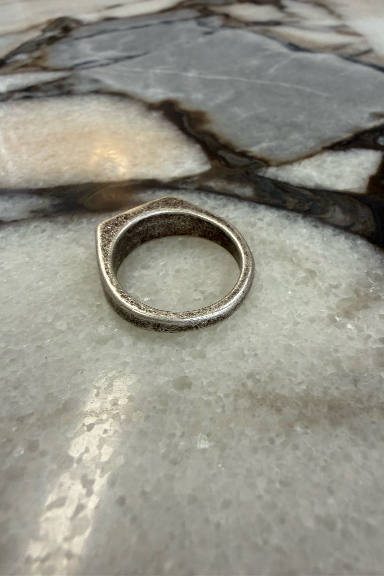 Distressed Signet Ring Antique Silver