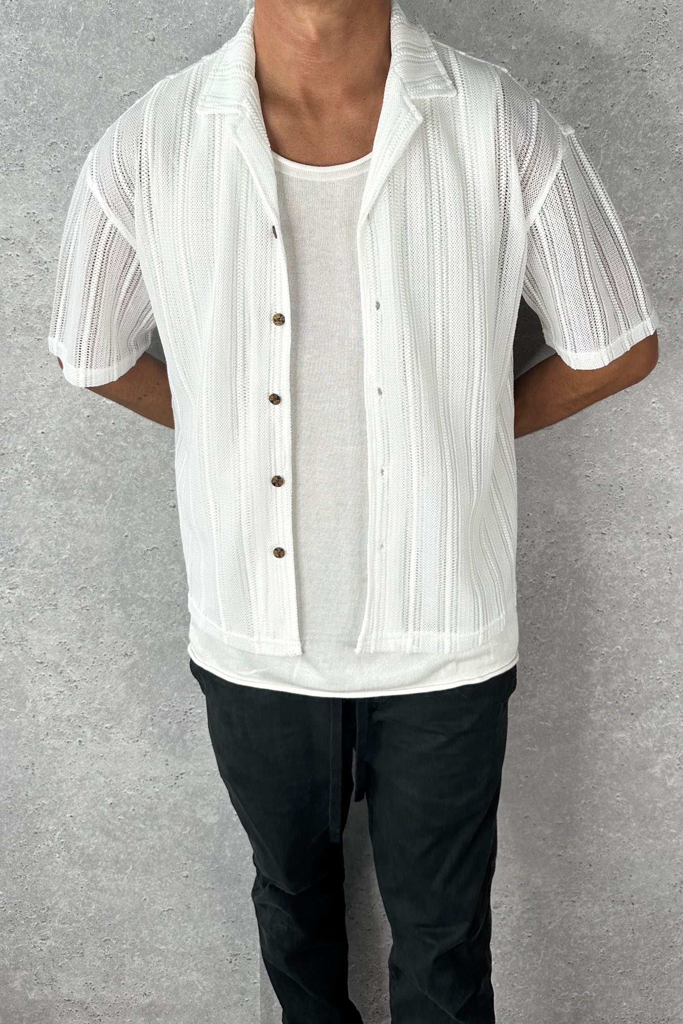 Raf Cropped Shirt Stitch White - FINAL SALE