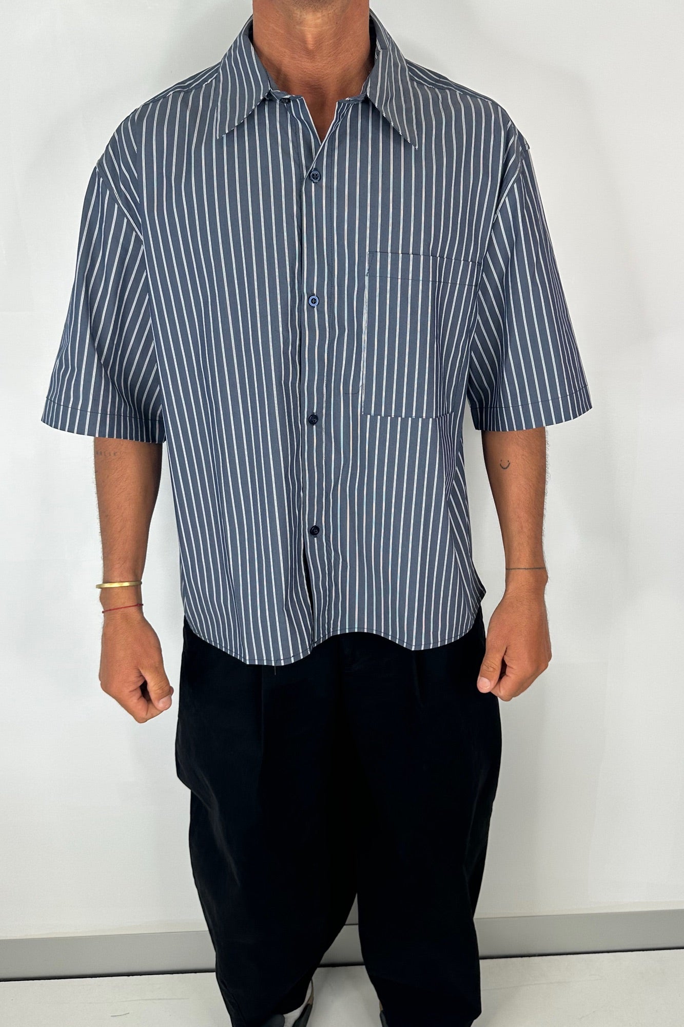 Scott Shirt Stripe Dark Blue