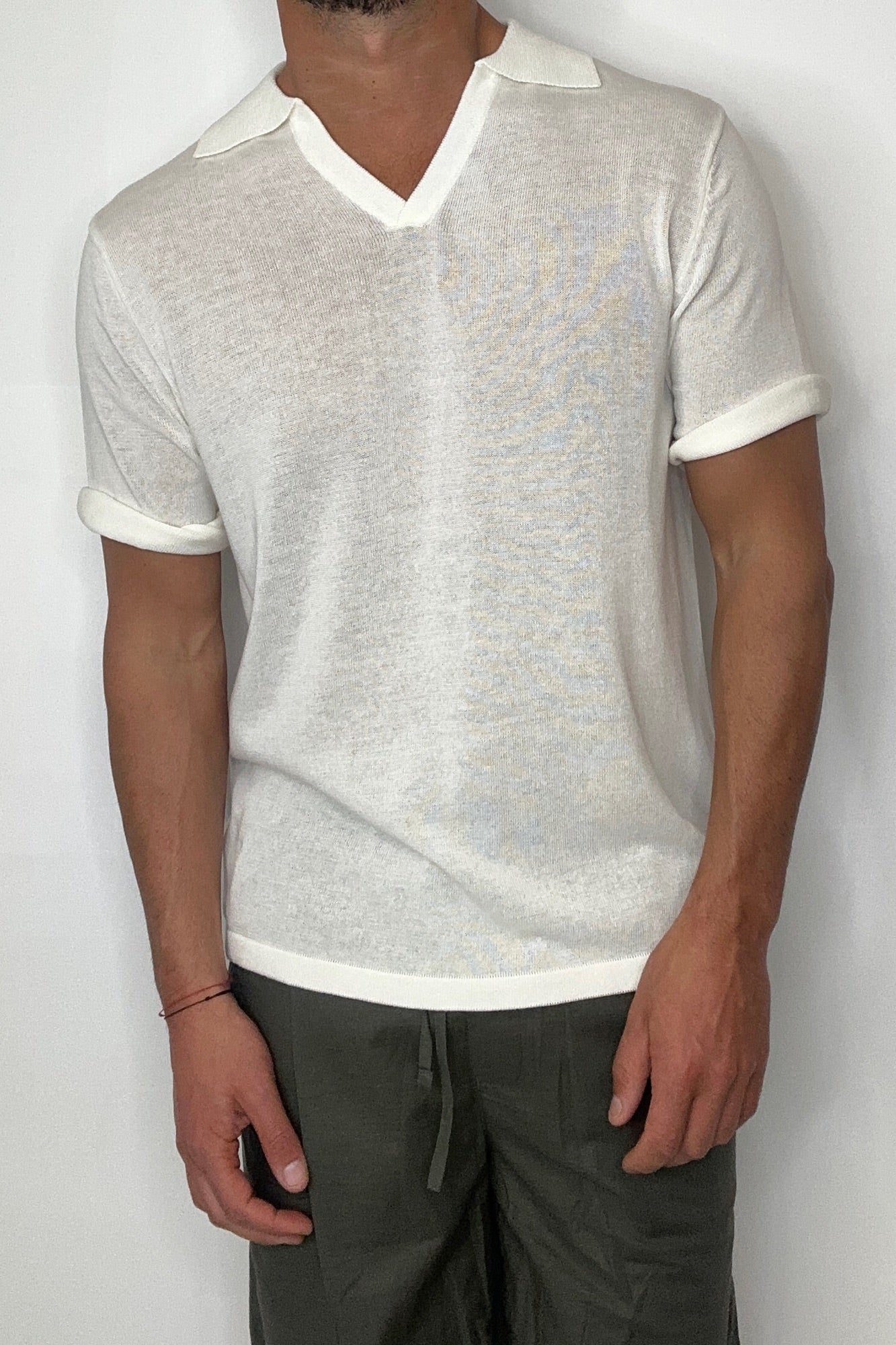 Open Neck Soft Polo White