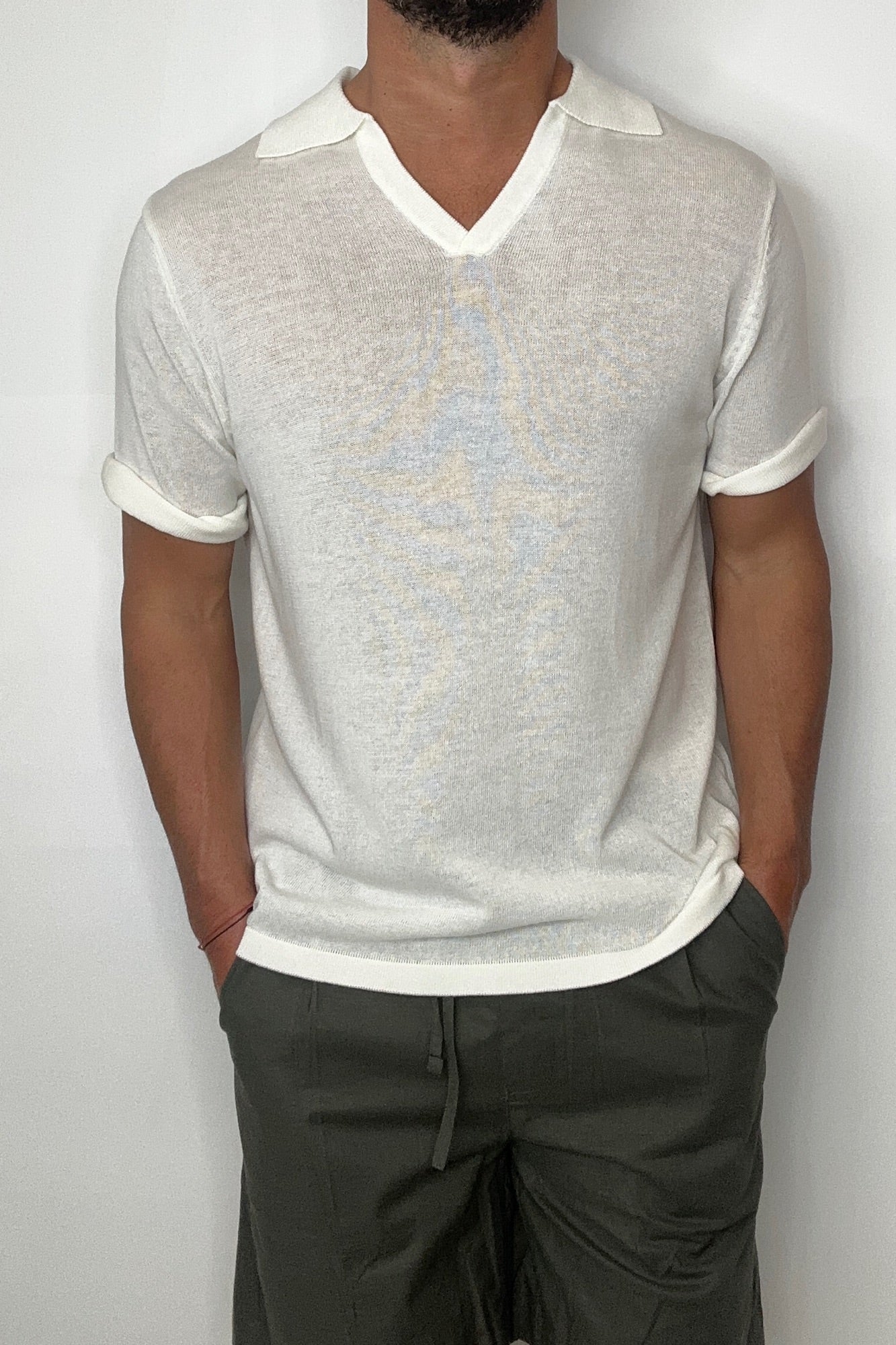 Open Neck Soft Polo White