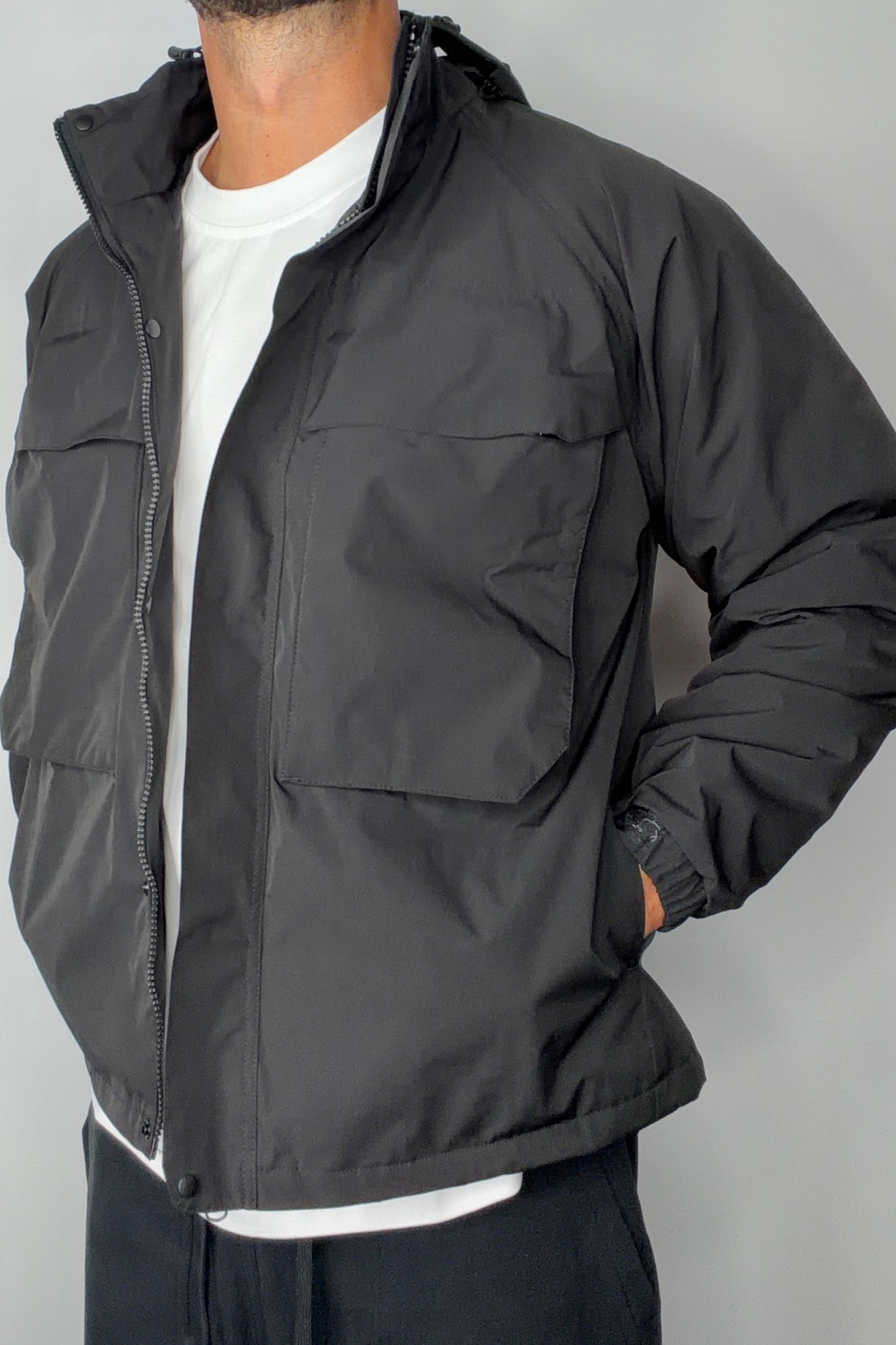Removable Hood Windbreaker Black