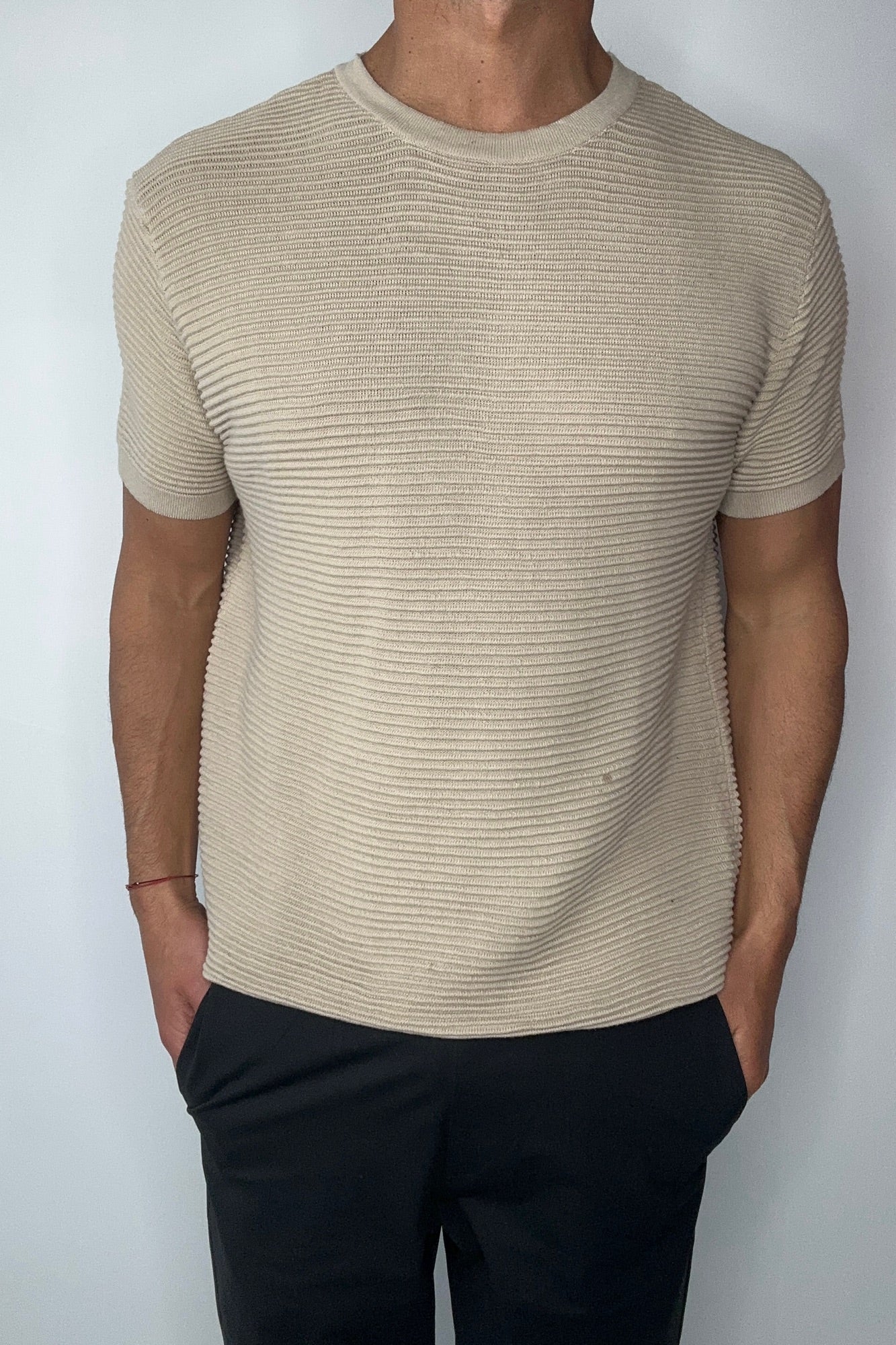 Horizontal Rib Knit Tee Oat