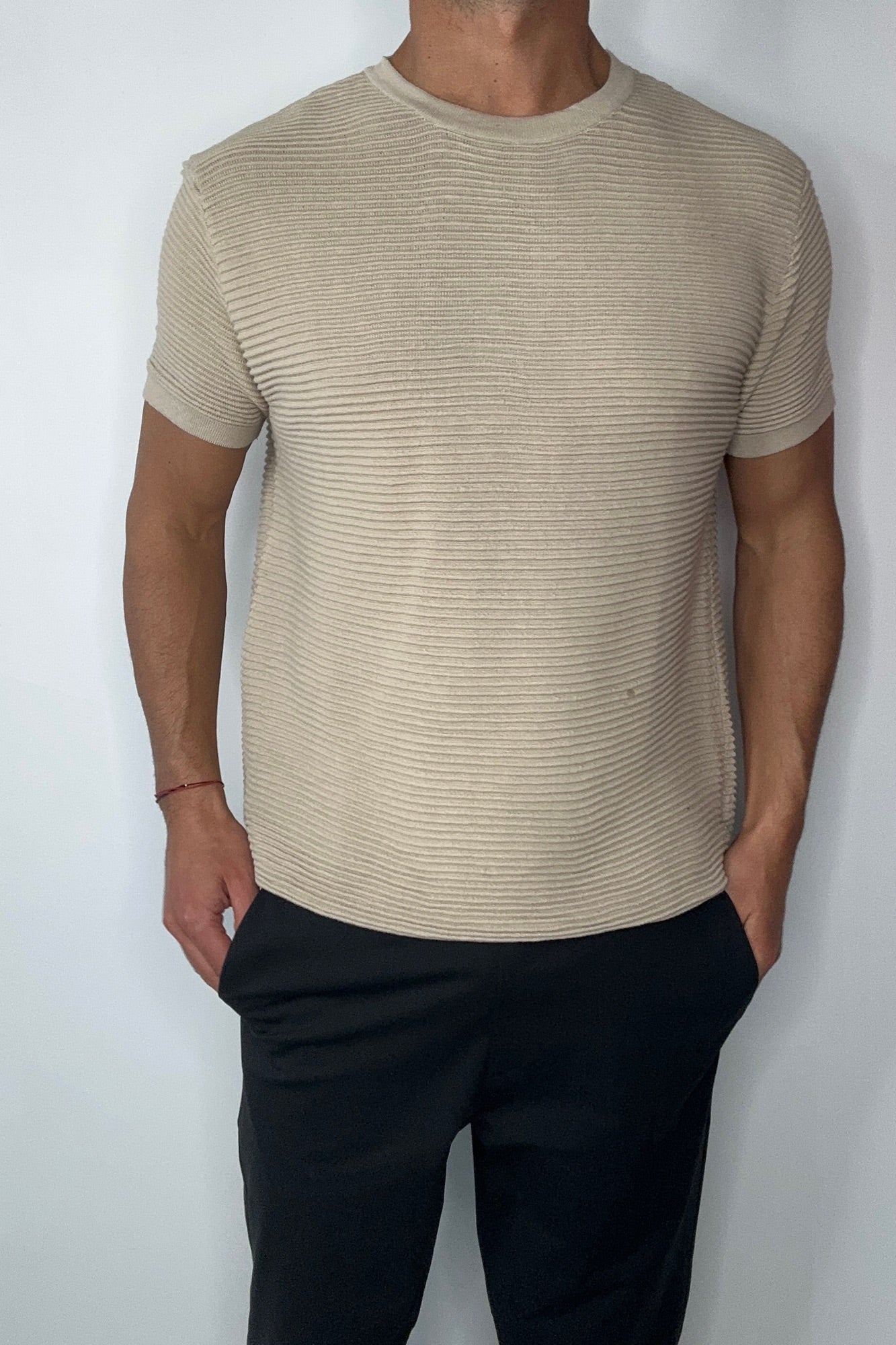 Horizontal Rib Knit Tee Oat