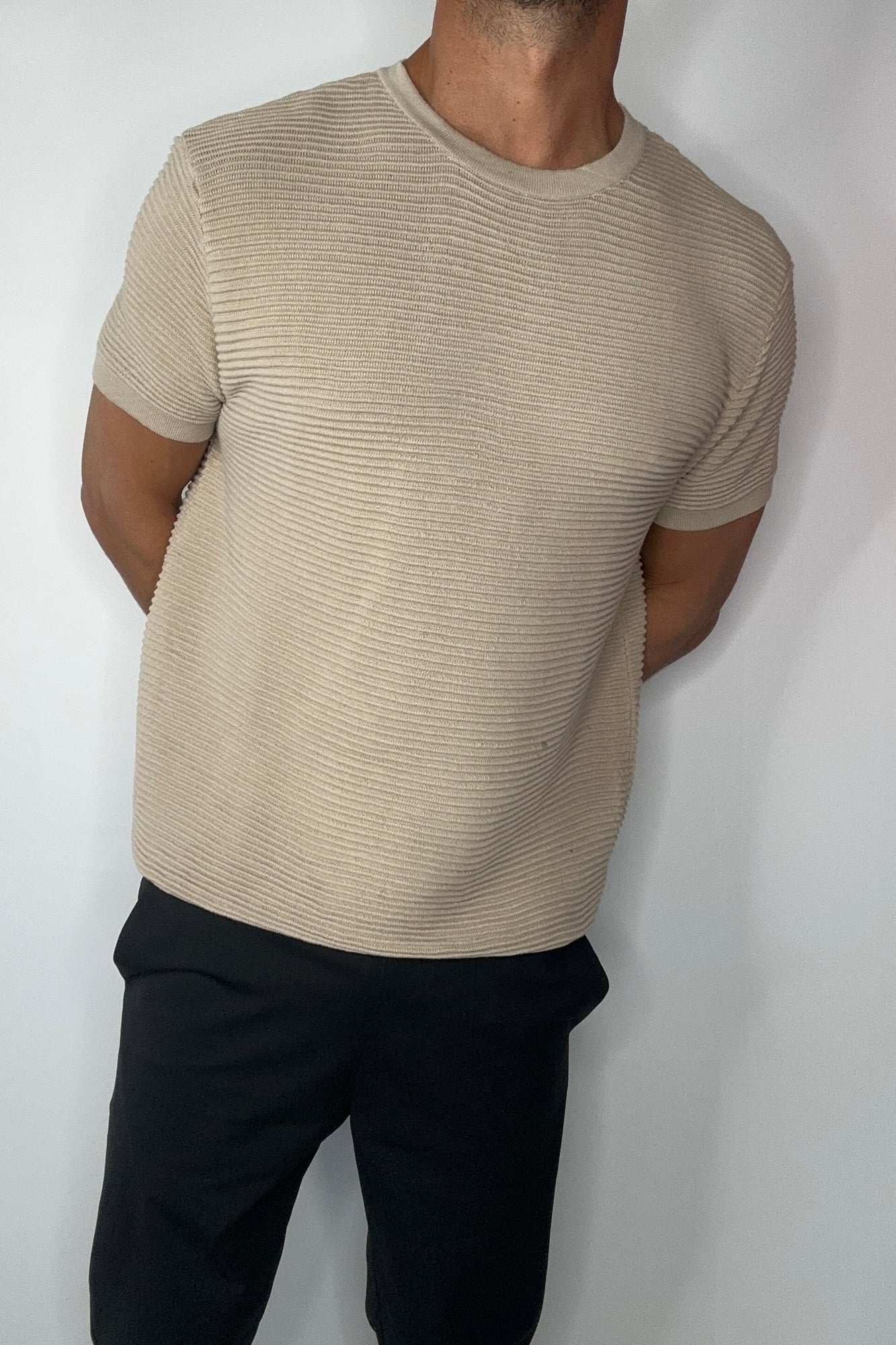 Horizontal Rib Knit Tee Oat