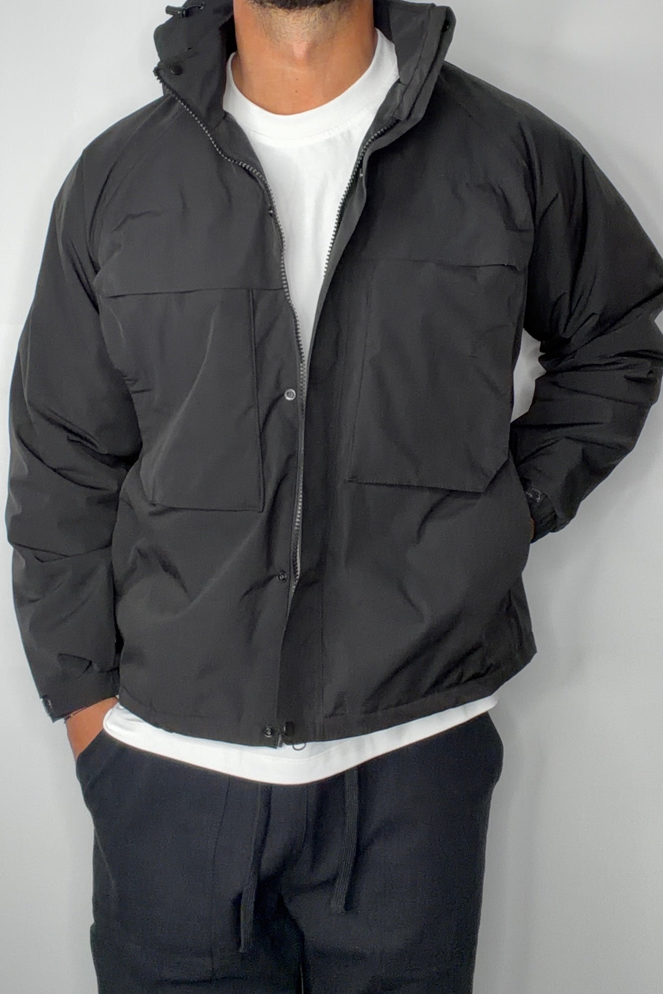 Removable Hood Windbreaker Black