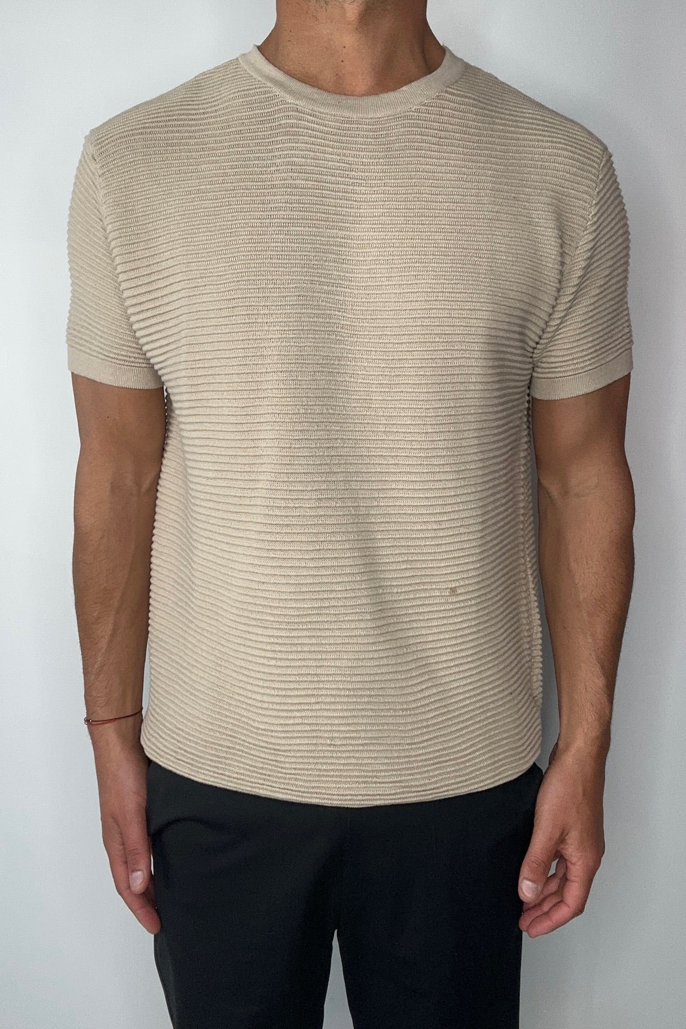 Horizontal Rib Knit Tee Oat