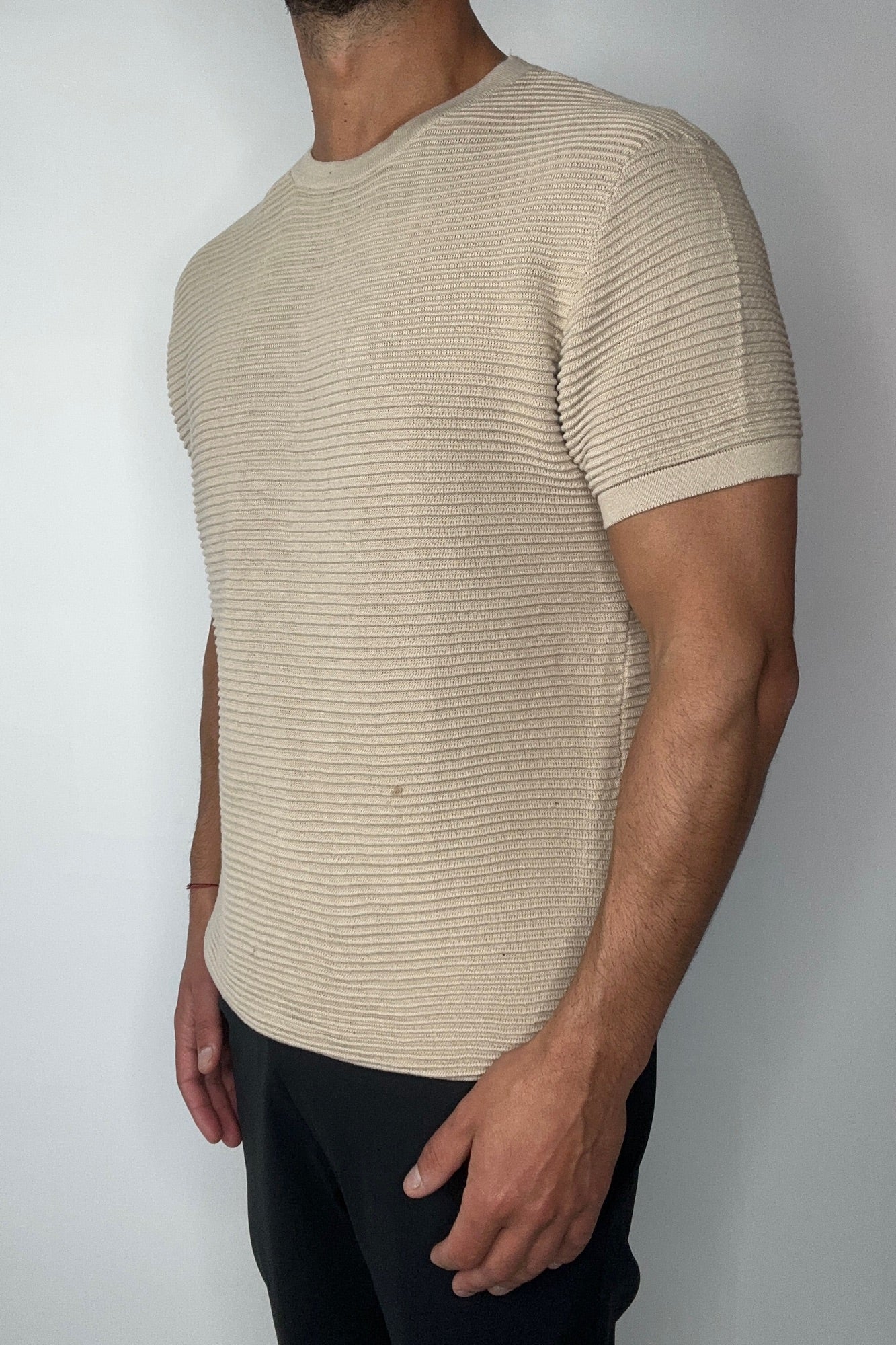 Horizontal Rib Knit Tee Oat