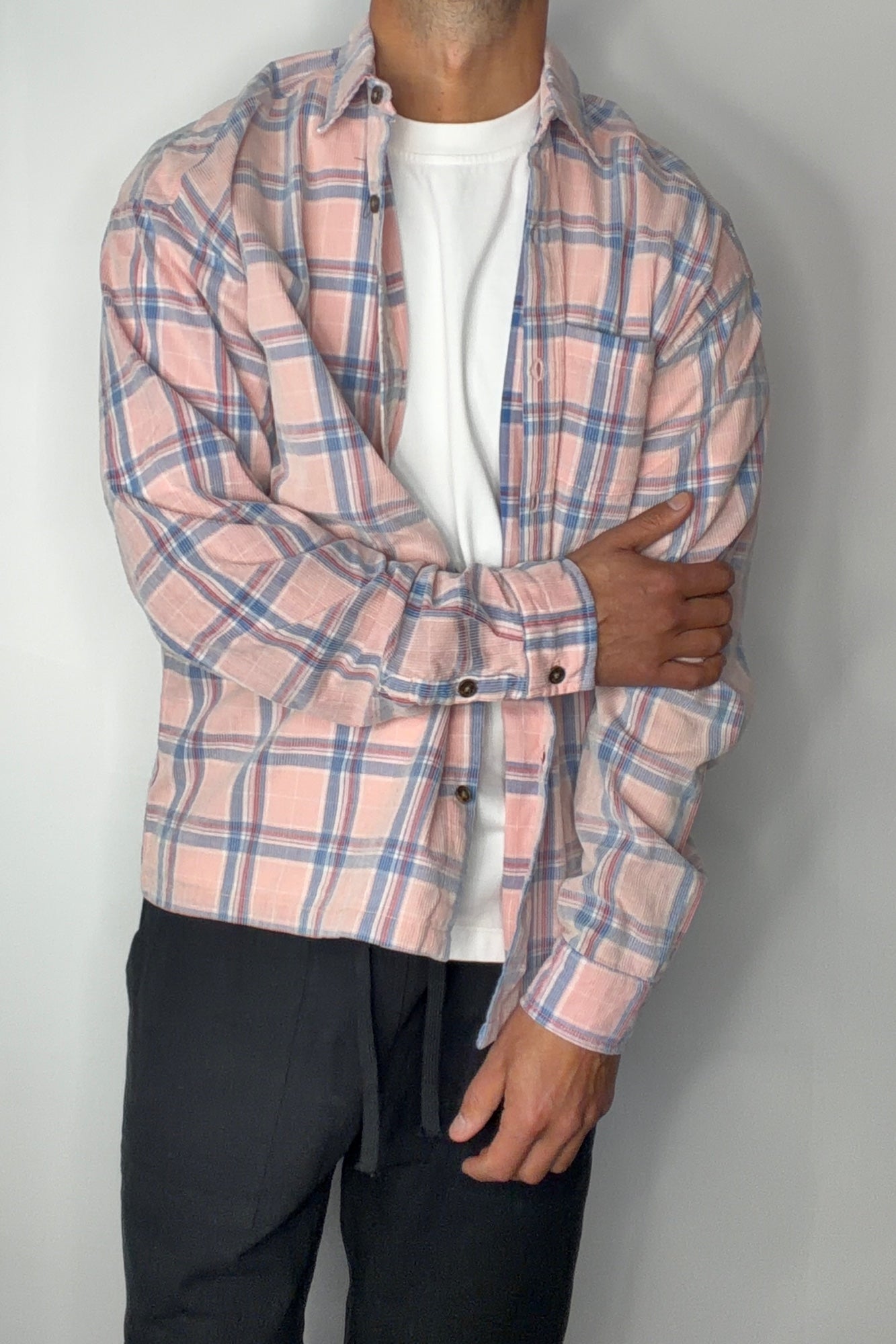 Cord Washed Check Shirt Salmon