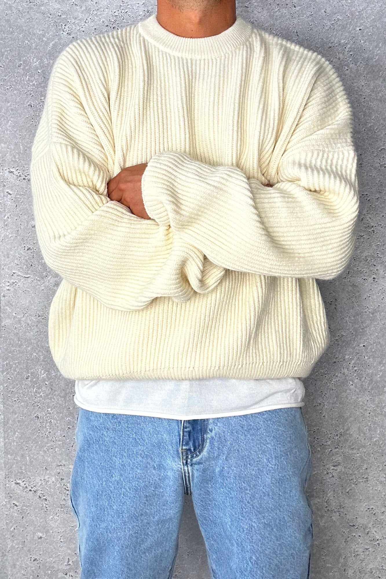 Drop Sleeve Heavy Knit Ivory