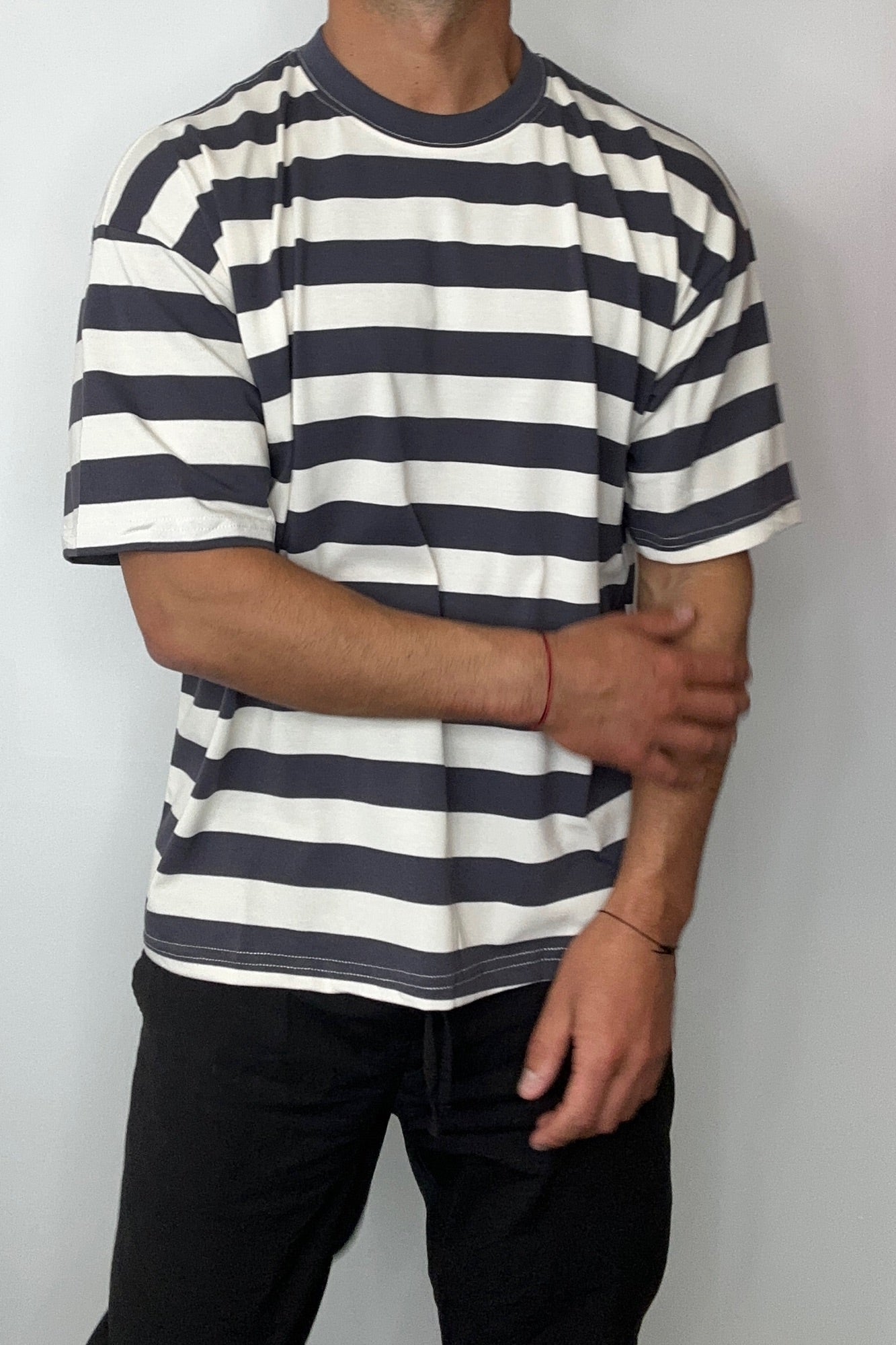 Midweight Signature Tee Grey Stripe