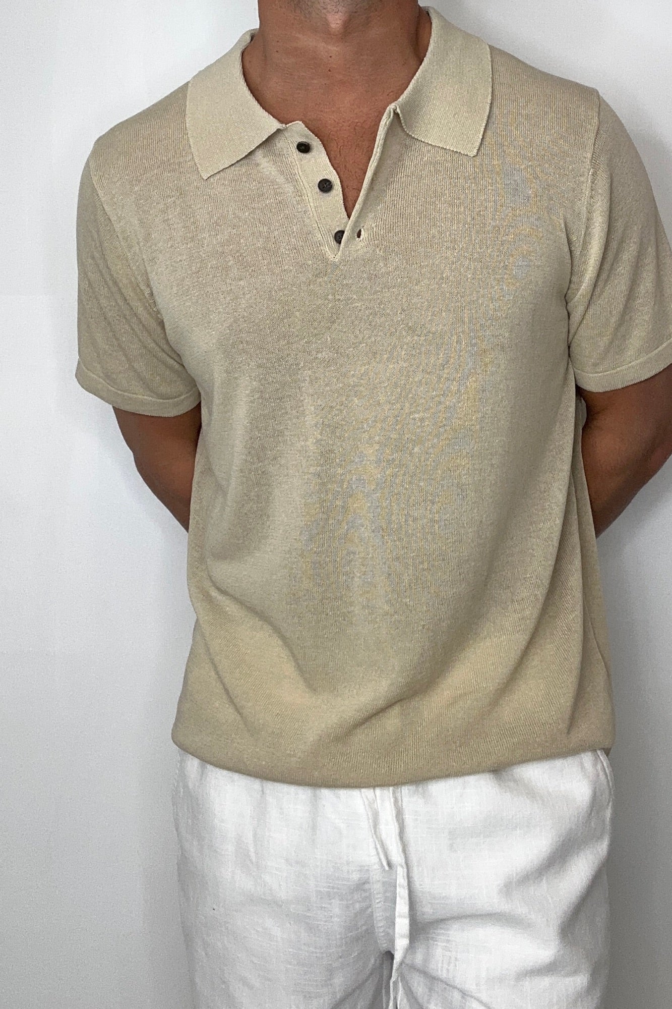 Relaxed Soft Knit Polo Sand