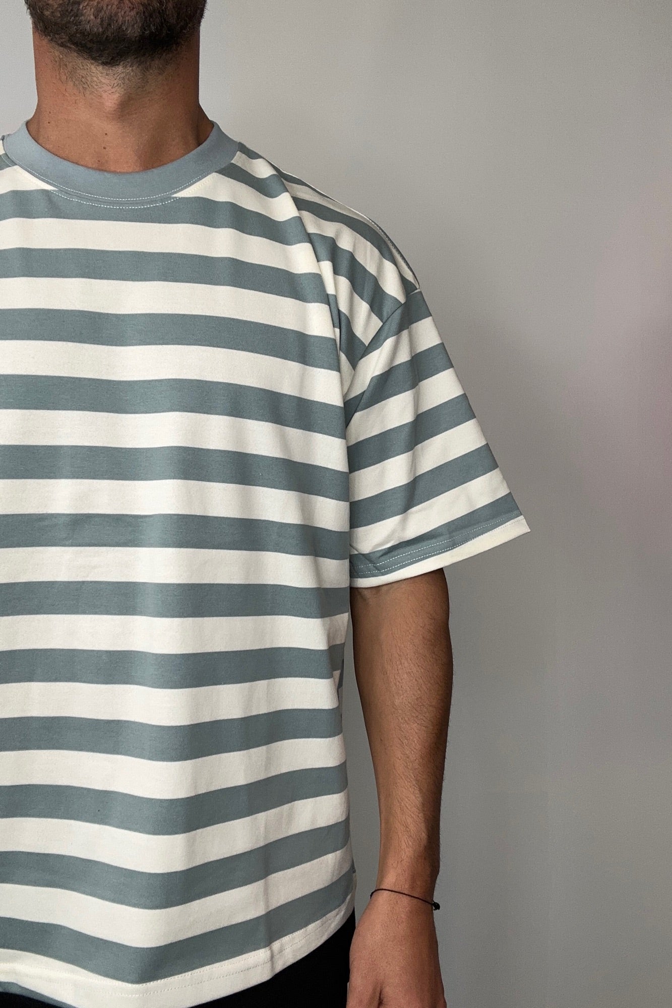 Midweight Signature Tee Sage Stripe